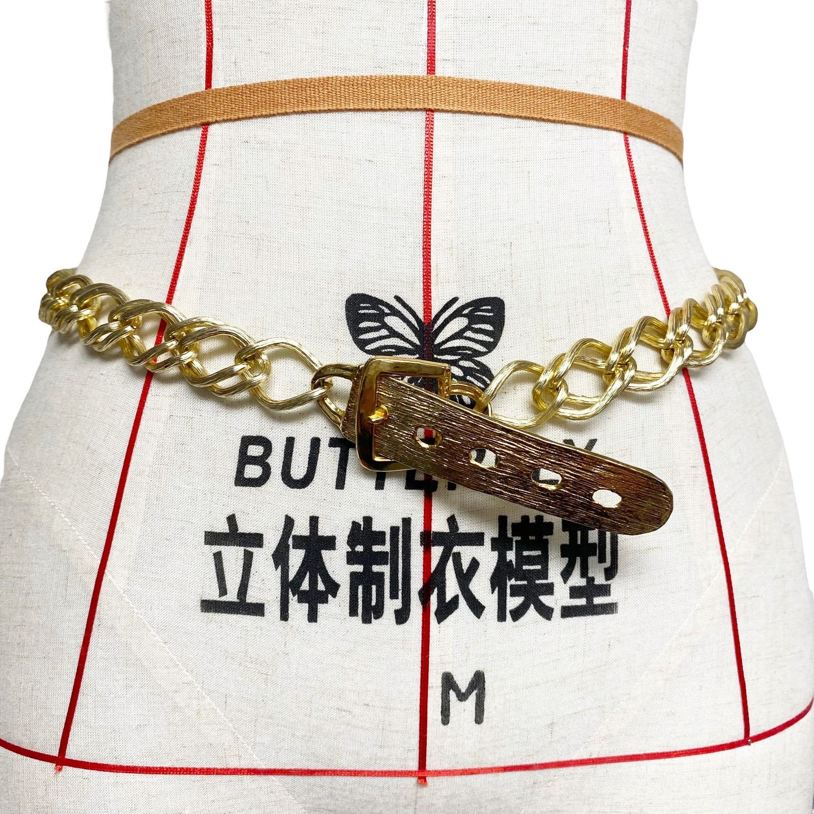 Vintage Vintage Womens Gold Tone Chain Detail Buckle Belt 90s Y2K Size ONE SIZE - 2 Thumbnail
