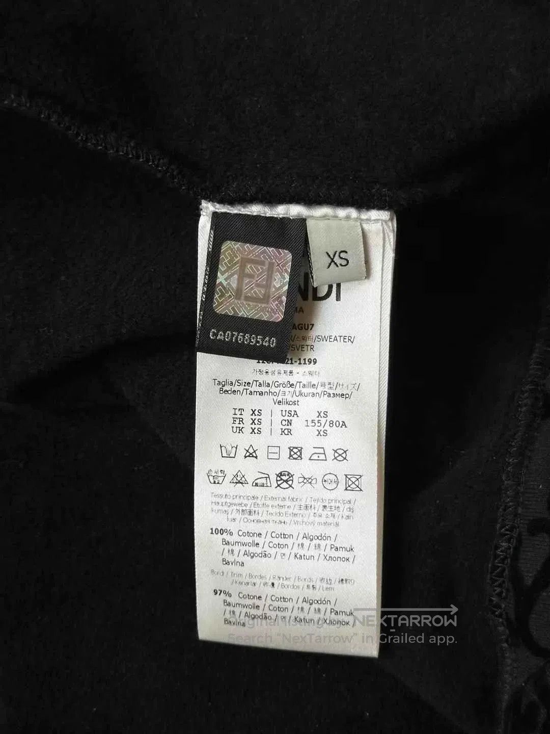 Fendi fendi women's black printed sweatshirt with ribbons. Size XS / US 0-2 / IT 36-38 - 4 Thumbnail