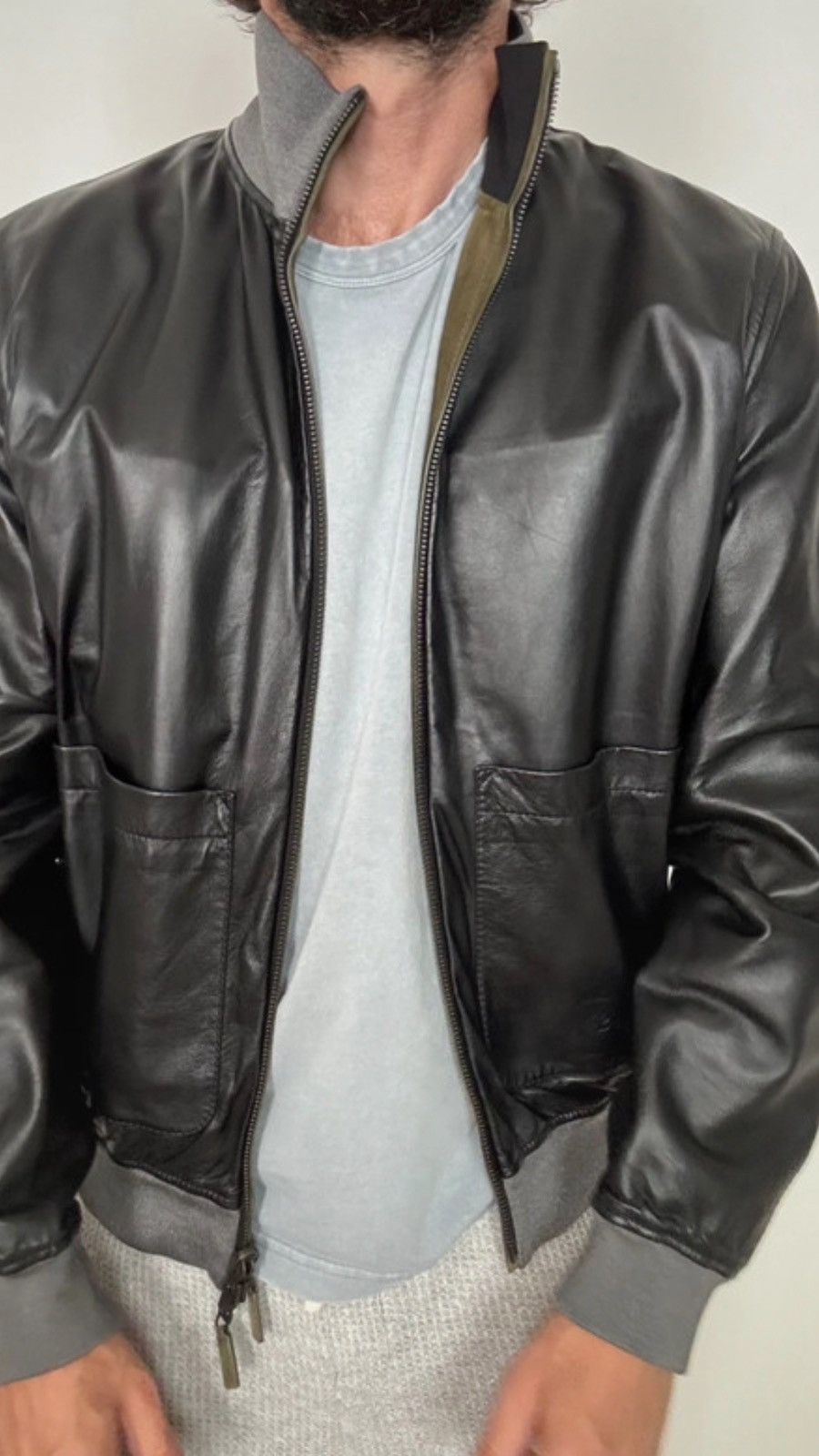 Berluti HAIDER ACKERMANN CALFSKIN LEATHER REVERSIBLE SILK JACKET Size US S / EU 44-46 / 1 - 3 Thumbnail