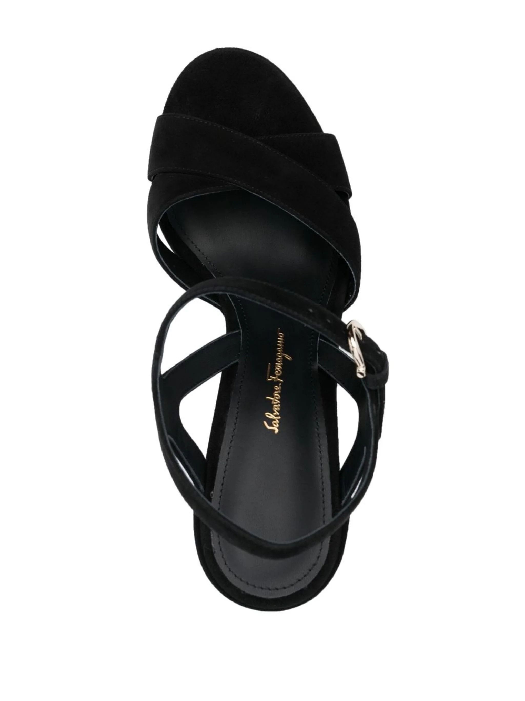 Salvatore Ferragamo o1s1rm0924 Sonya Suede Platform Sandals in Black Size US 7.5 / IT 37.5 - 4 Thumbnail