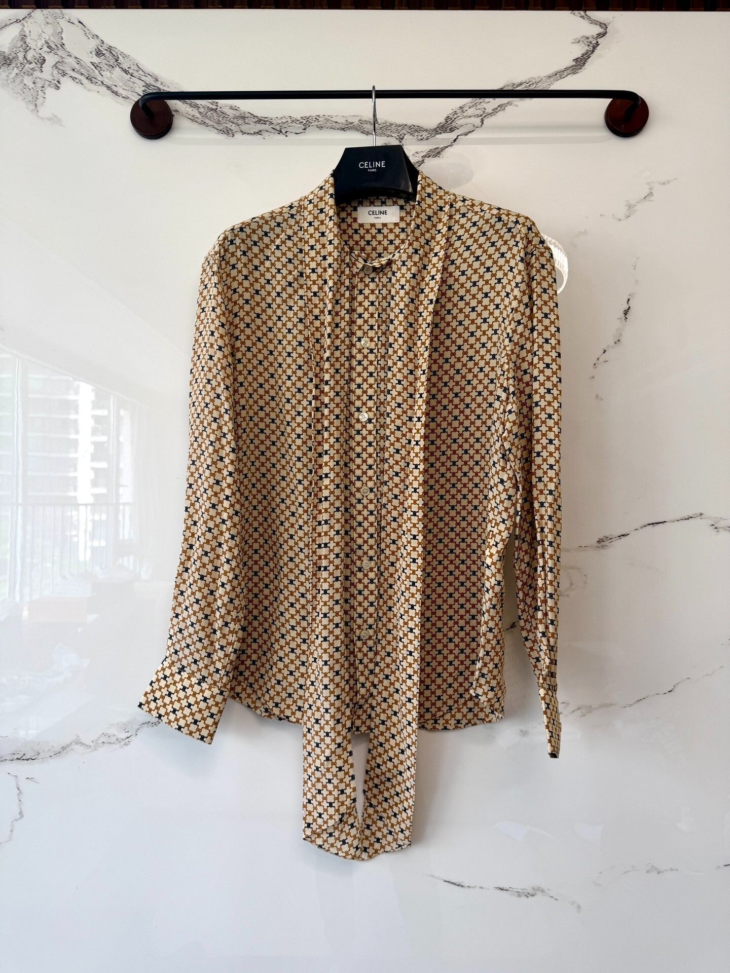 Celine celine printed silk tie front shirt Size M / US 6-8 / IT 42-44 - 1 Thumbnail