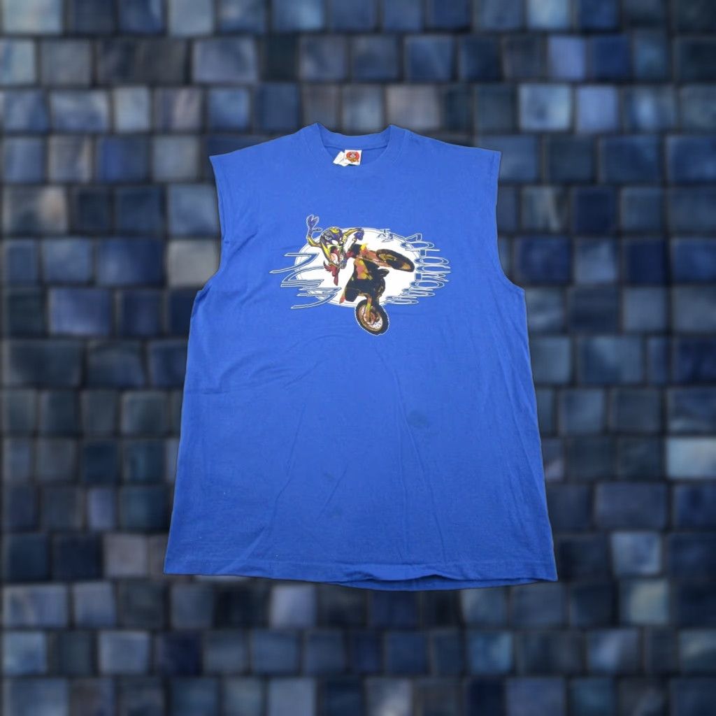 Vintage VINTAGE Looney Toons TAZ Motocross Tank Top Shirt Sleeveless Size L 90s Blue Cotton T-Shirt Mens Size US L / EU 52-54 / 3 - 1 Thumbnail