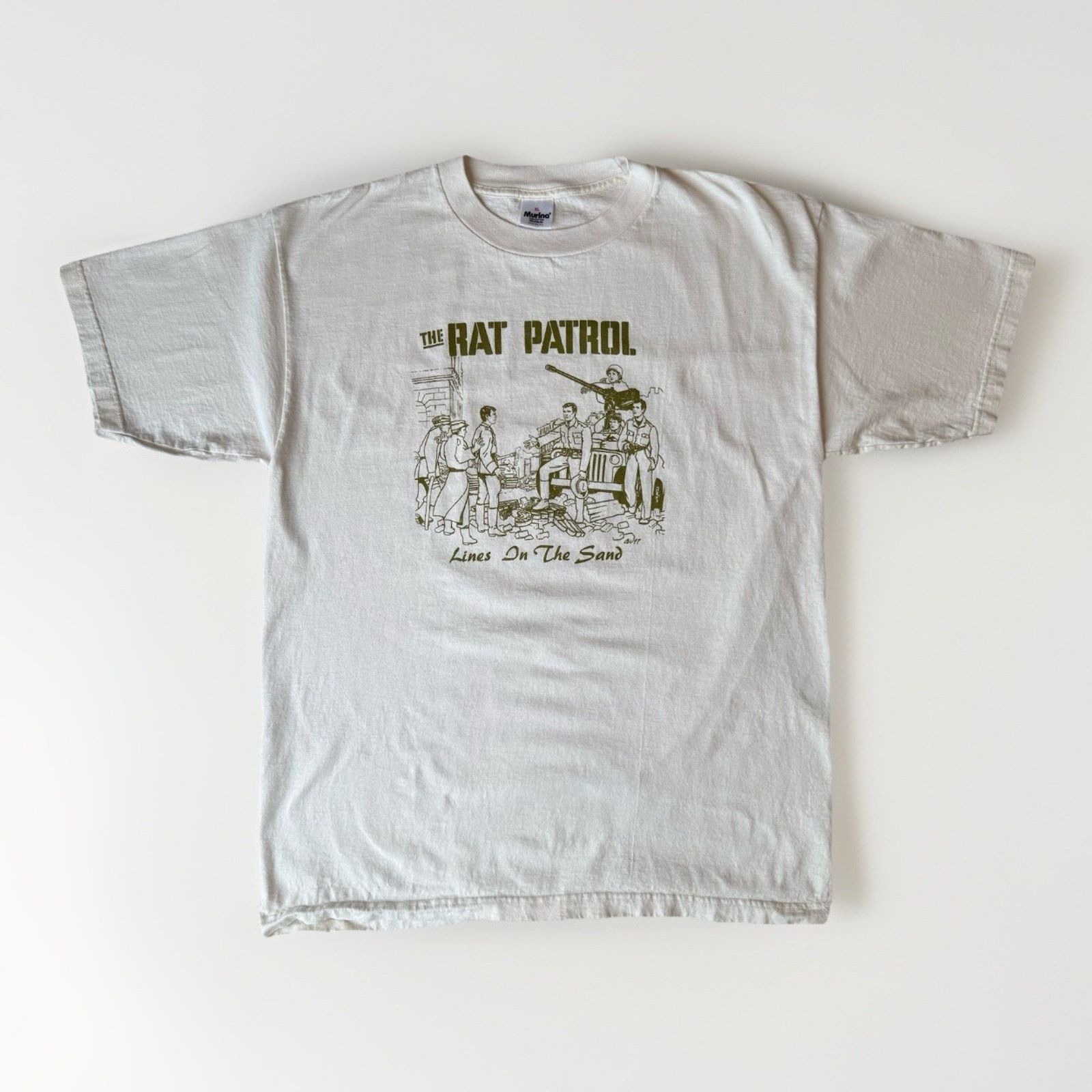 Vintage Vintage The Rat Patrol Shirt XL Cream 90s Lines In The Sand Size US XL / EU 56 / 4 - 1 Thumbnail