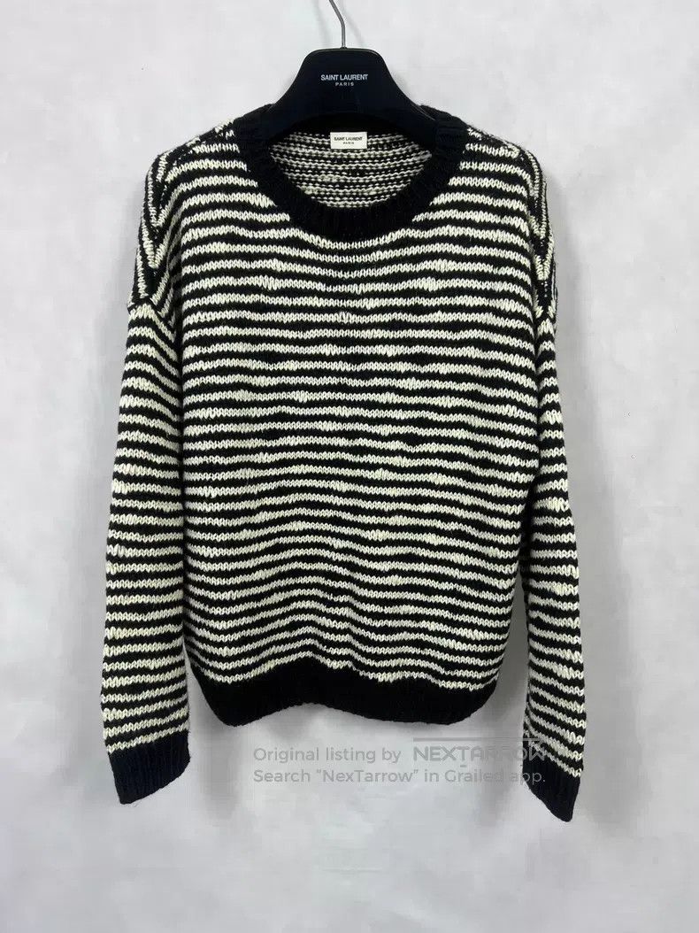 Saint Laurent Paris Black and White Irregular Striped Knit