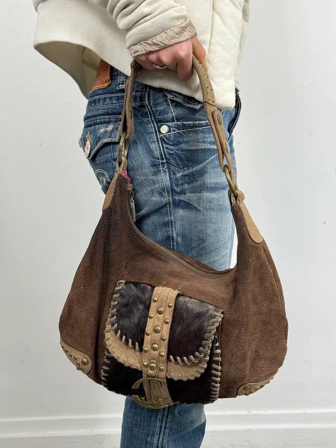 Roberto Cavalli AW2008 Cavalli Brown Pony Hair Studded Leather Handle Bag Size ONE SIZE - 2 Thumbnail