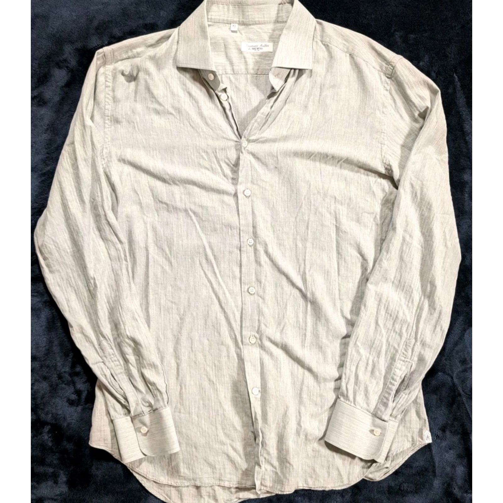 Vintage Emanuele Maffeis Dress Shirt Button-Down Solid Gray 17 U 43 EU Men Regular Collar Down Size 17 Vintage No Mens Size 46R - 2 Thumbnail