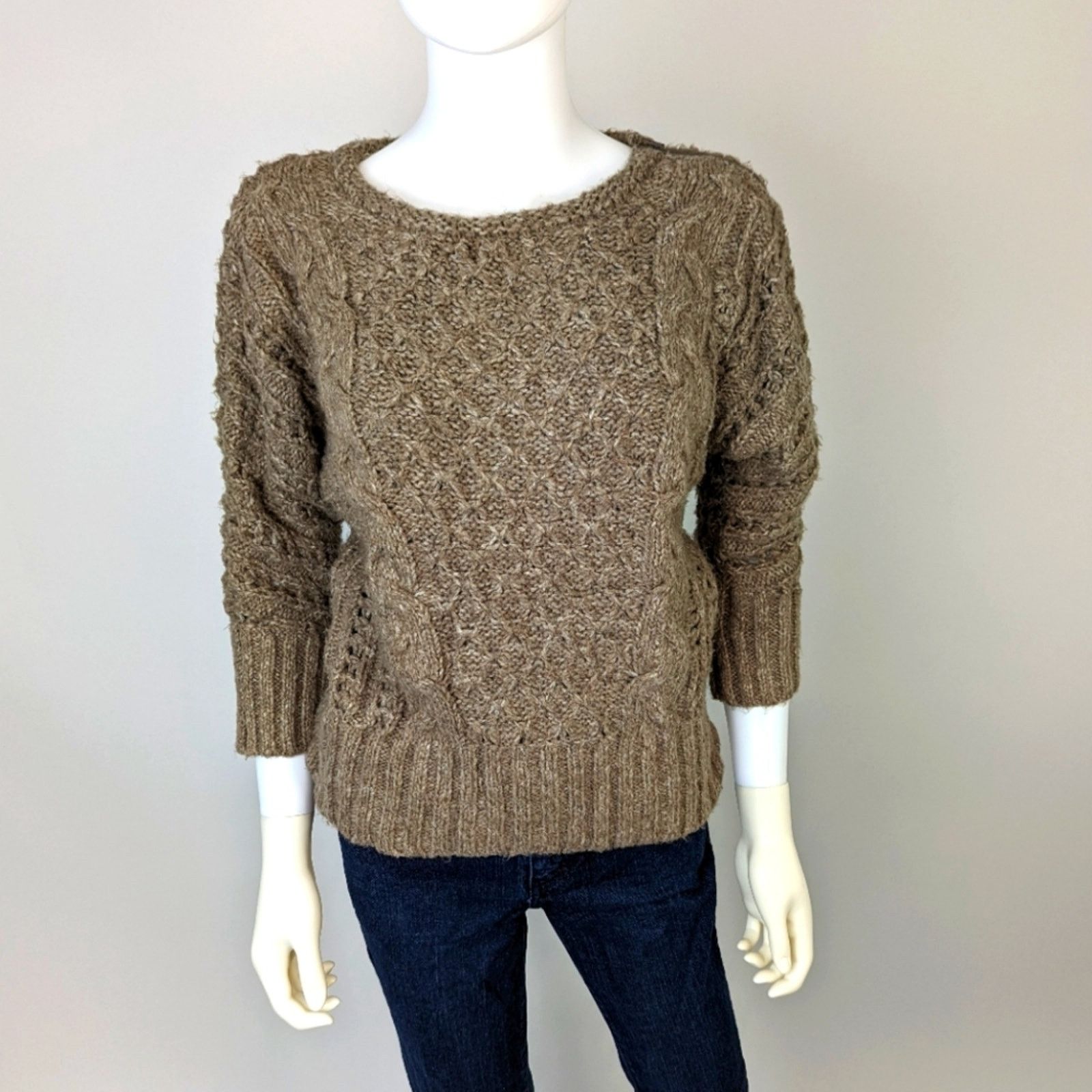 Ann Taylor Loft Cable Knit Chocolate Sweater XS Size XS / US 0-2 / IT 36-38 - 1 Thumbnail
