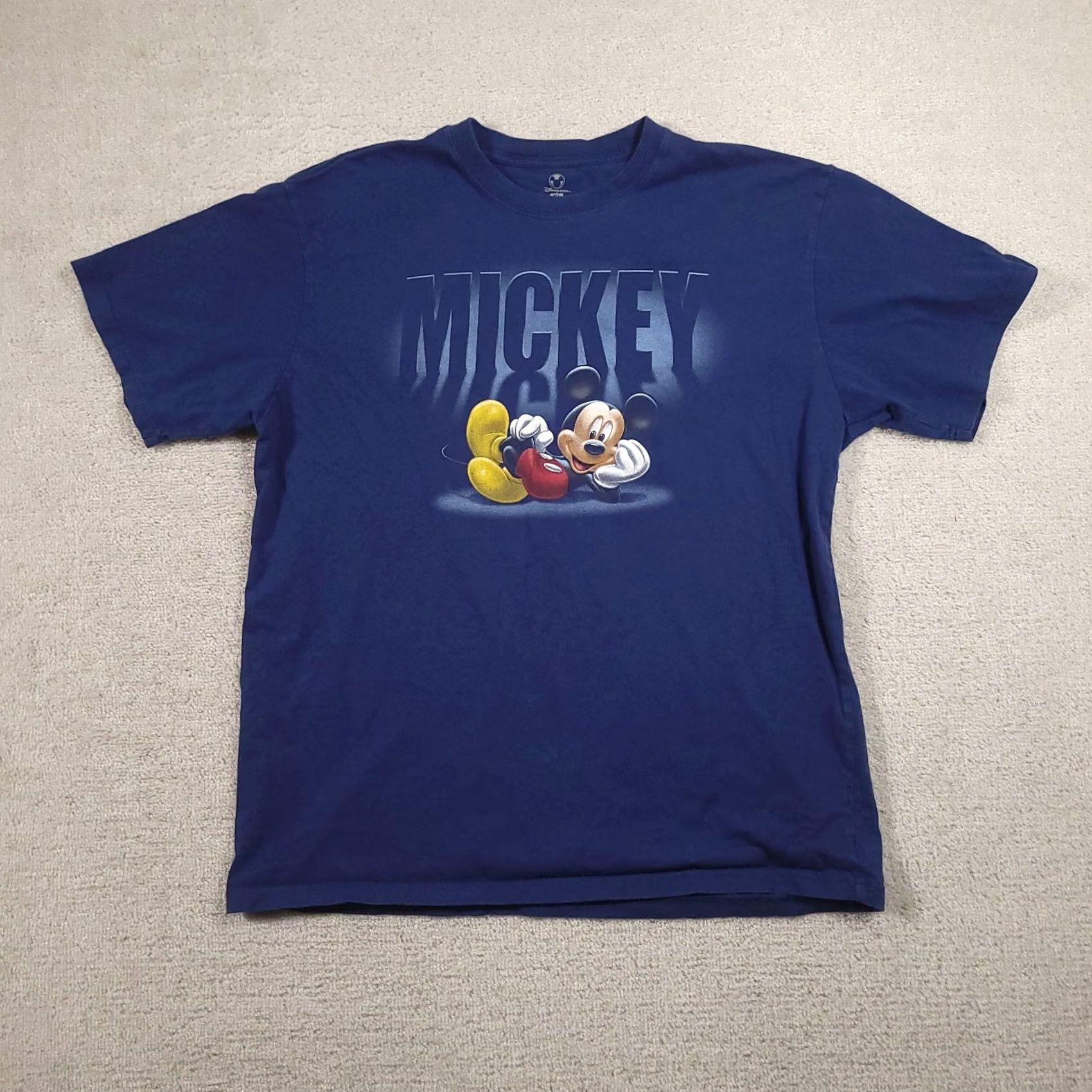 Disney Disney T-Shirt Blue Short Sleeve Crew Neck Mickey Mouse Script XL Mens Size US XL / EU 56 / 4 - 2 Thumbnail