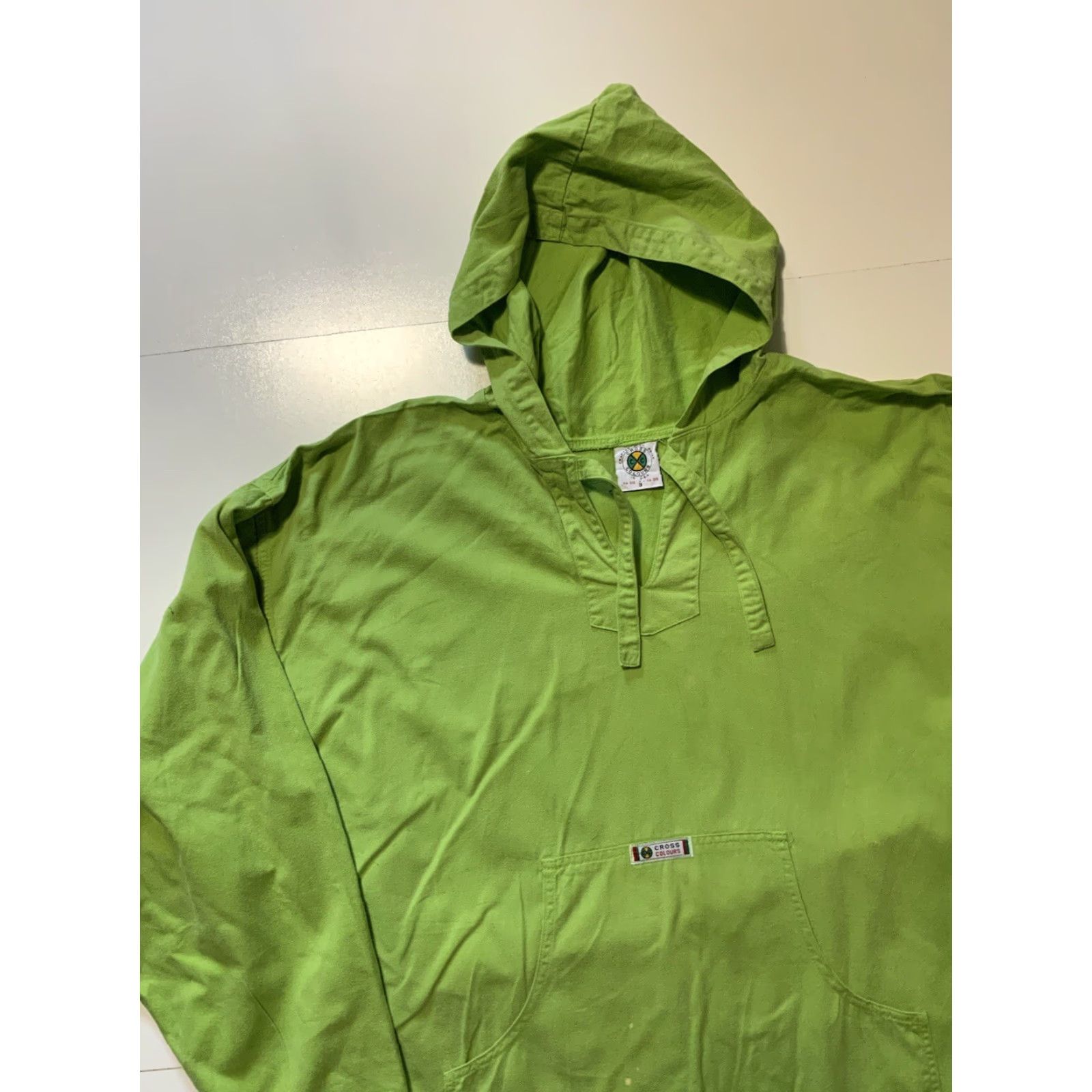 Vintage VINTAGE Cross Colours YA Dig Baja Poncho Green Hip Hop Pullover Hoodie Sz. 3 Mens 90s Staining Used Regular Size 3 Hoodie Size US S / EU 44-46 / 1 - 4 Thumbnail