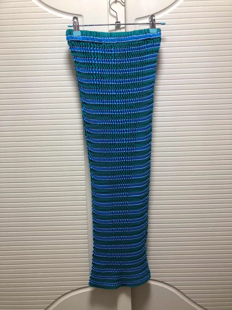 Issey Miyake Issey Miyake Blue and green patchwork sponge knitted semi- Size 31" - 2 Thumbnail