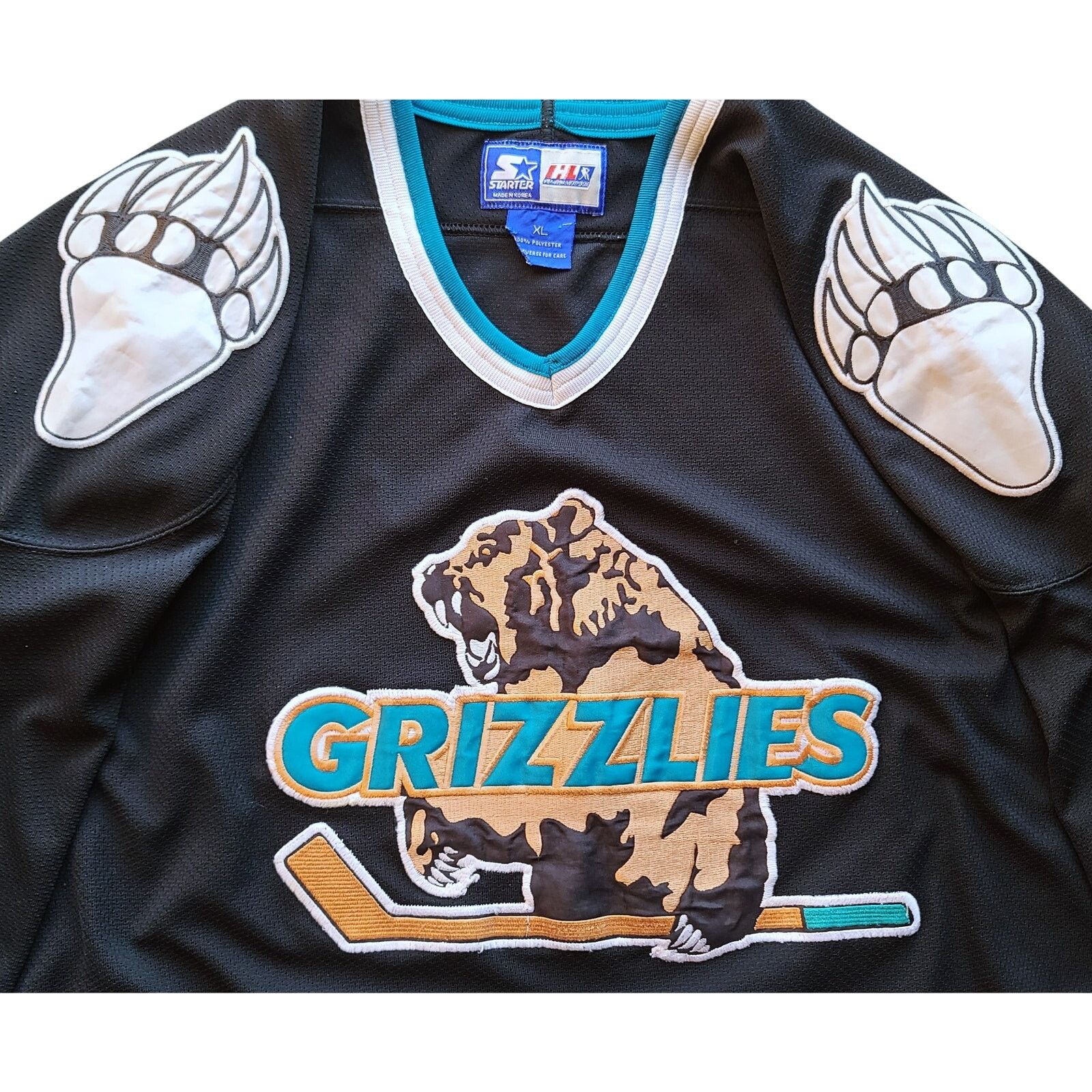 NHL × Starter Utah Grizzlies 90s jersey blk XL Salt Lake IHL hockey vtg Size US XL / EU 56 / 4 - 1 Thumbnail