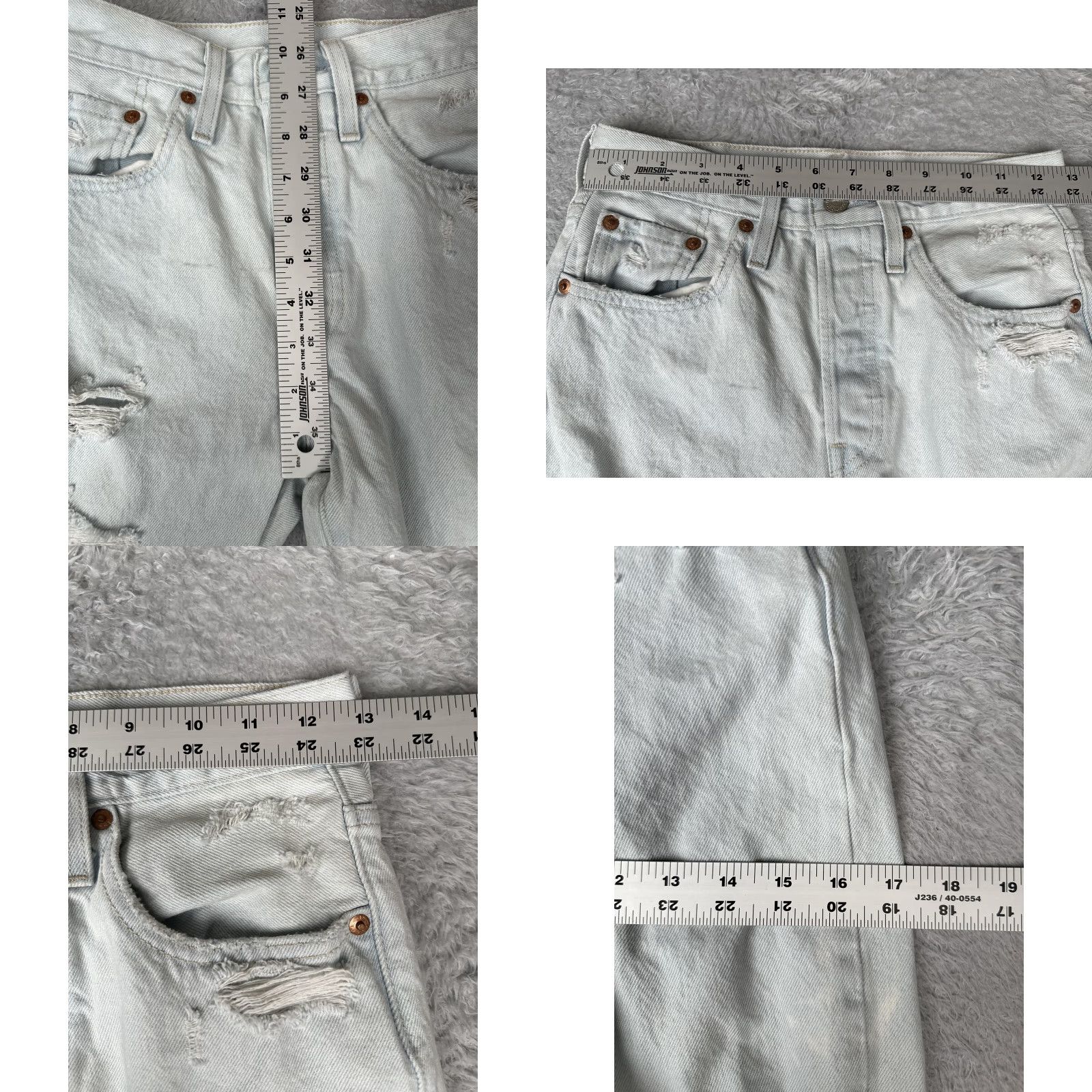 Levi's Levi's Jeans Womens 24x28 501 Skinny Distressed High Rise Button Fly Blue Vintage No N/A Size 42" / US 20 - 9 Thumbnail