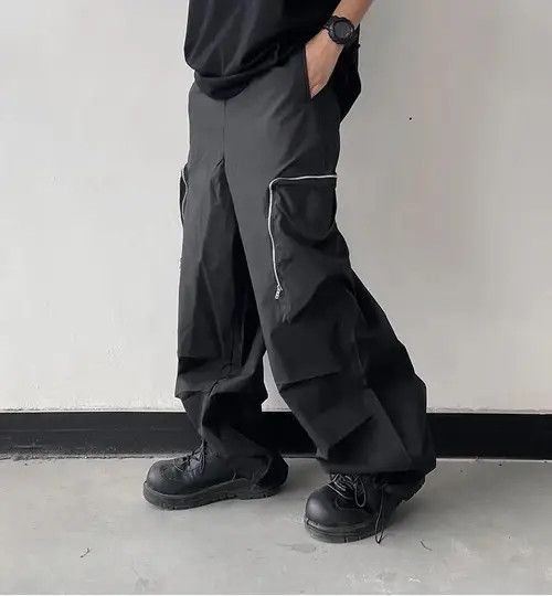 Japanese Brand Baggy Cargo Pants Straight Casual Harajuku Y2K Style Pockets Size US 34 / EU 50 - 7 Thumbnail