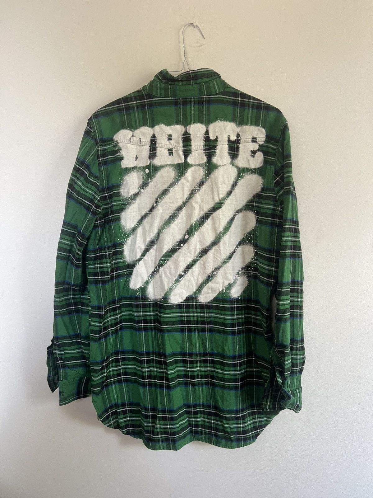 Off-White × Virgil Abloh OFF-WHITE C/O VIRGIL ABLOH GREEN PLAID SPRAY FLANNEL SIZE XL Size US XL / EU 56 / 4 - 1 Thumbnail