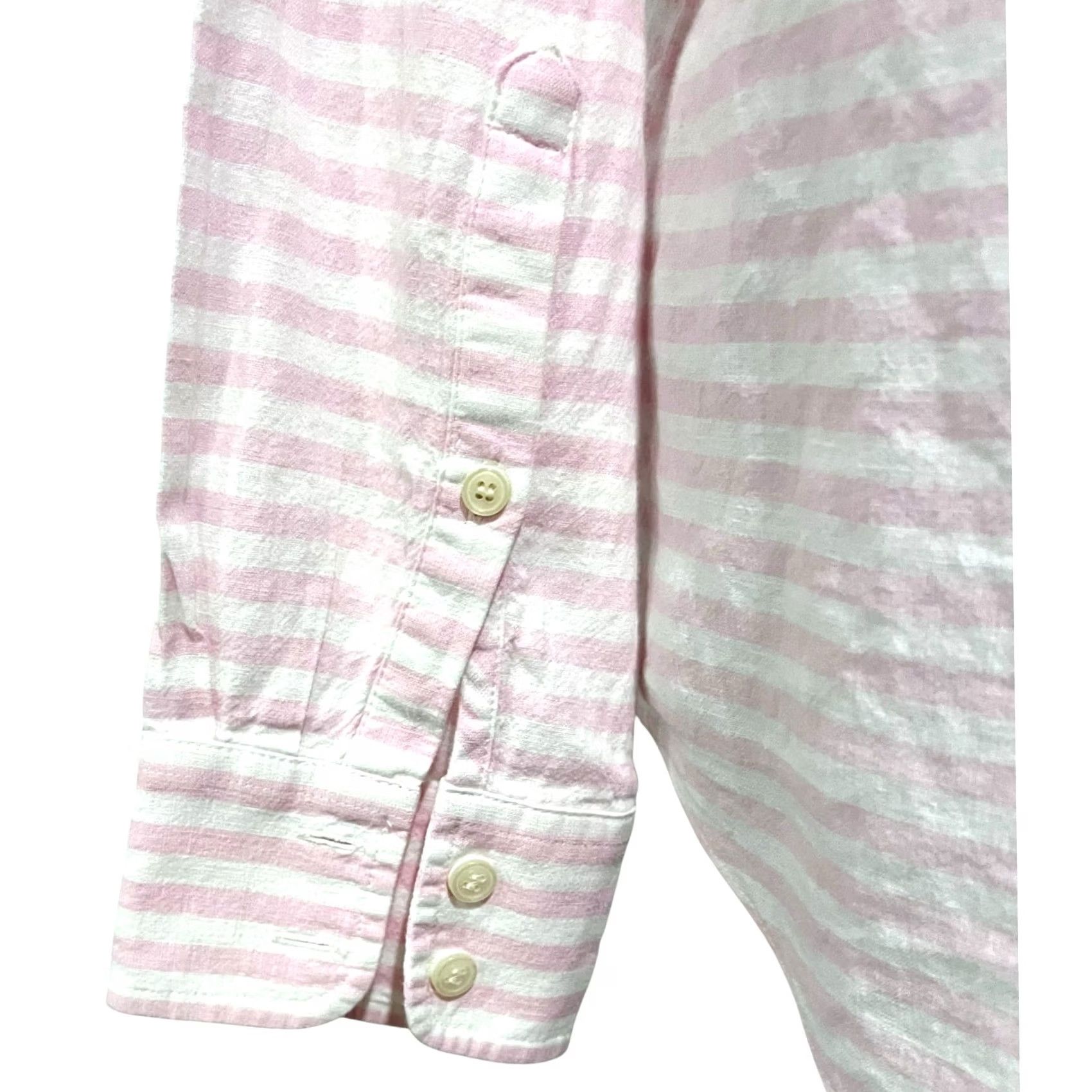 J.Crew J.Crew Women’s Linen Cotton Button-Up Pink White Stripe Long Sleeve Preppy Sz M Shirt Size M / US 6-8 / IT 42-44 - 6 Thumbnail