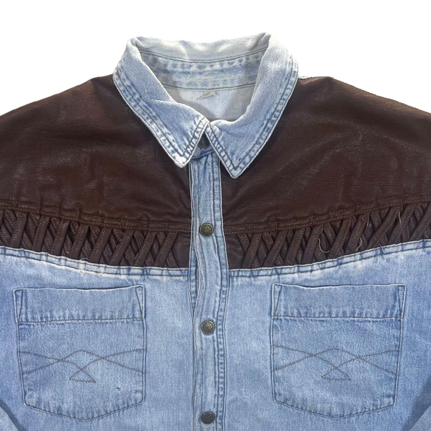 Other Vintage Cowboy Western Blue Denim Popper Long Sleeve Shirt M L Size US L / EU 52-54 / 3 - 2 Thumbnail
