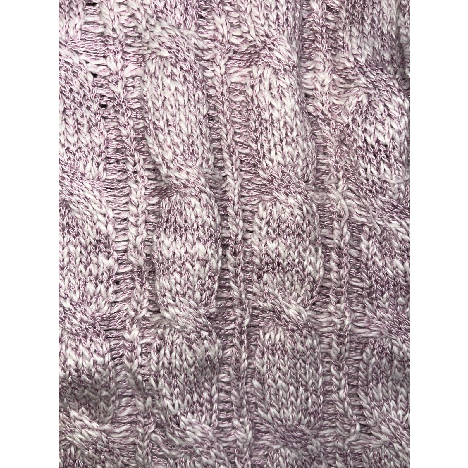 Bass Cable knit Crew Neck Sweater Lavender Cotton Blend Size M / US 6-8 / IT 42-44 - 3 Thumbnail