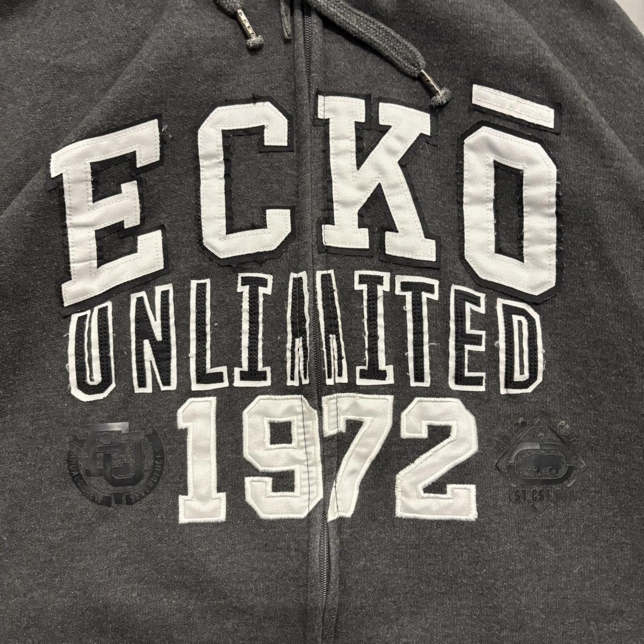Ecko Unltd. Crazy Vintage Y2K/2000s Ecko Unlimited Big Y2K Grey Zipup Hoodie! Size US XXL / EU 58 / 5 - 2 Thumbnail