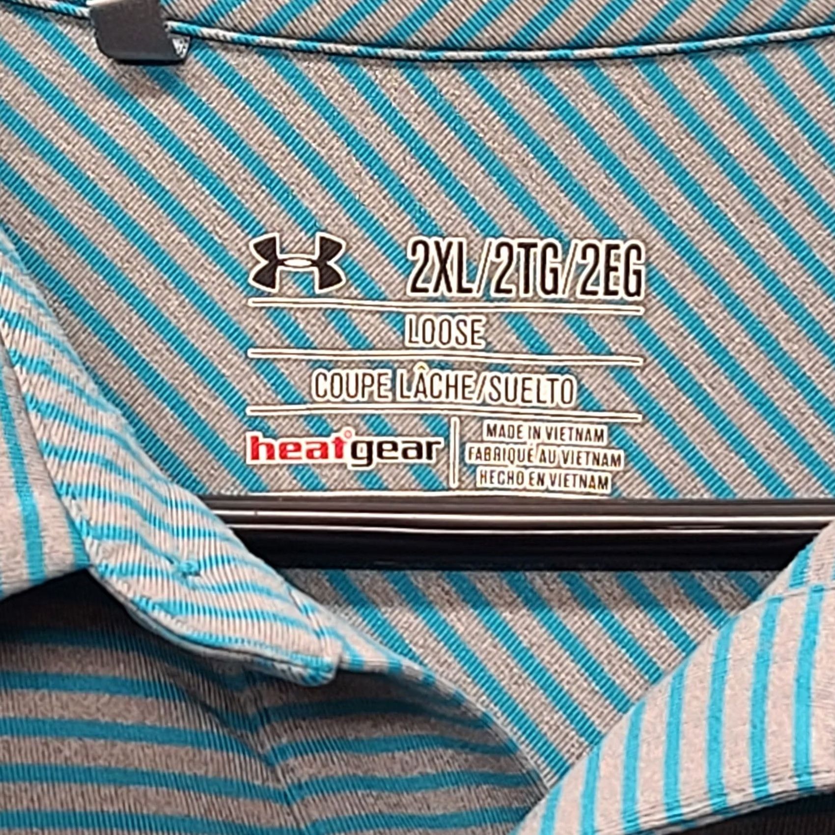Under Armour Under Armour Polo Shirt Mens 2XL Short Sleeve HeatGear Blue Striped Size US XXL / EU 58 / 5 - 2 Thumbnail