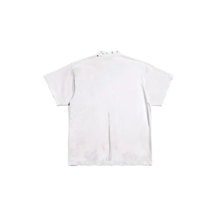 Balenciaga o1w1db10226 Dup / Pierced T- Shirt Oversized in White Size M / US 6-8 / IT 42-44 - 2 Thumbnail