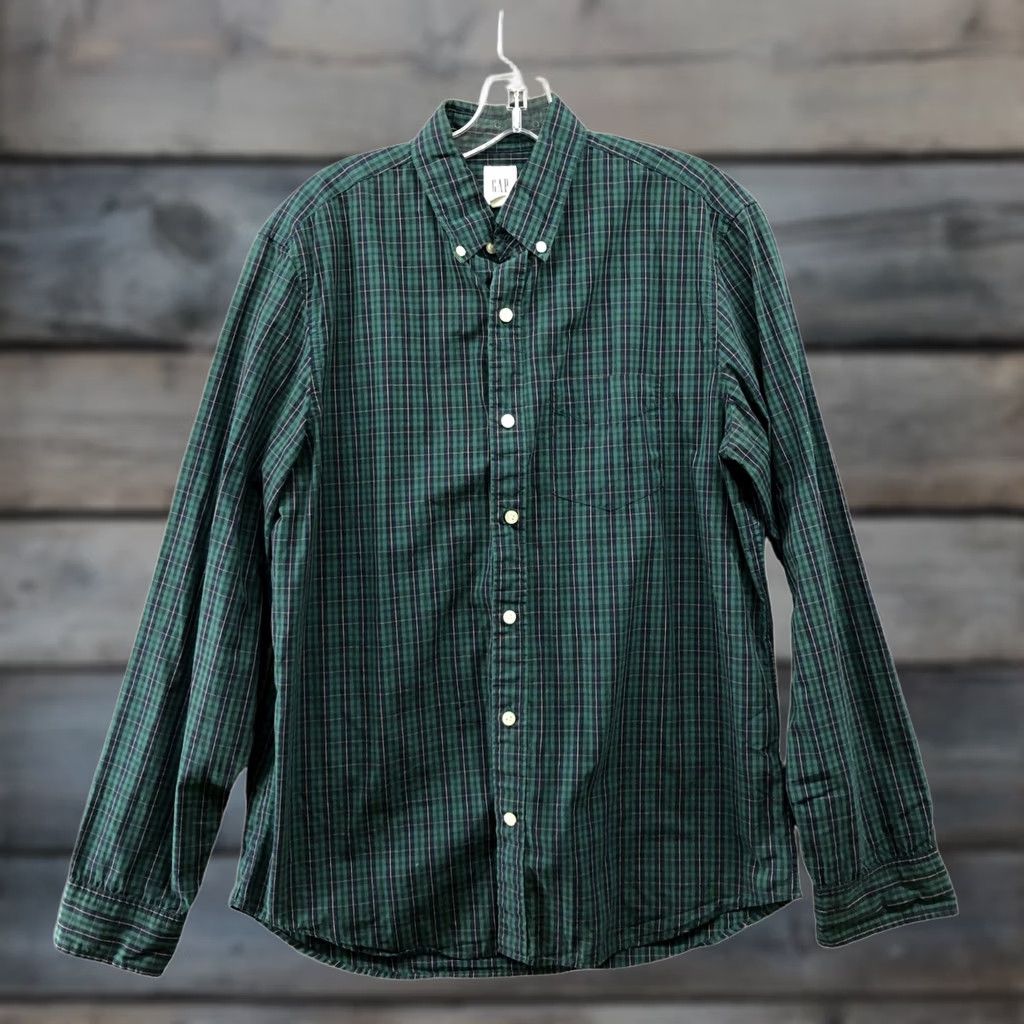 Gap Gap Plaid Button Down Shirt Mens M Green Pine Long Sleeve Size US M / EU 48-50 / 2 - 1 Thumbnail