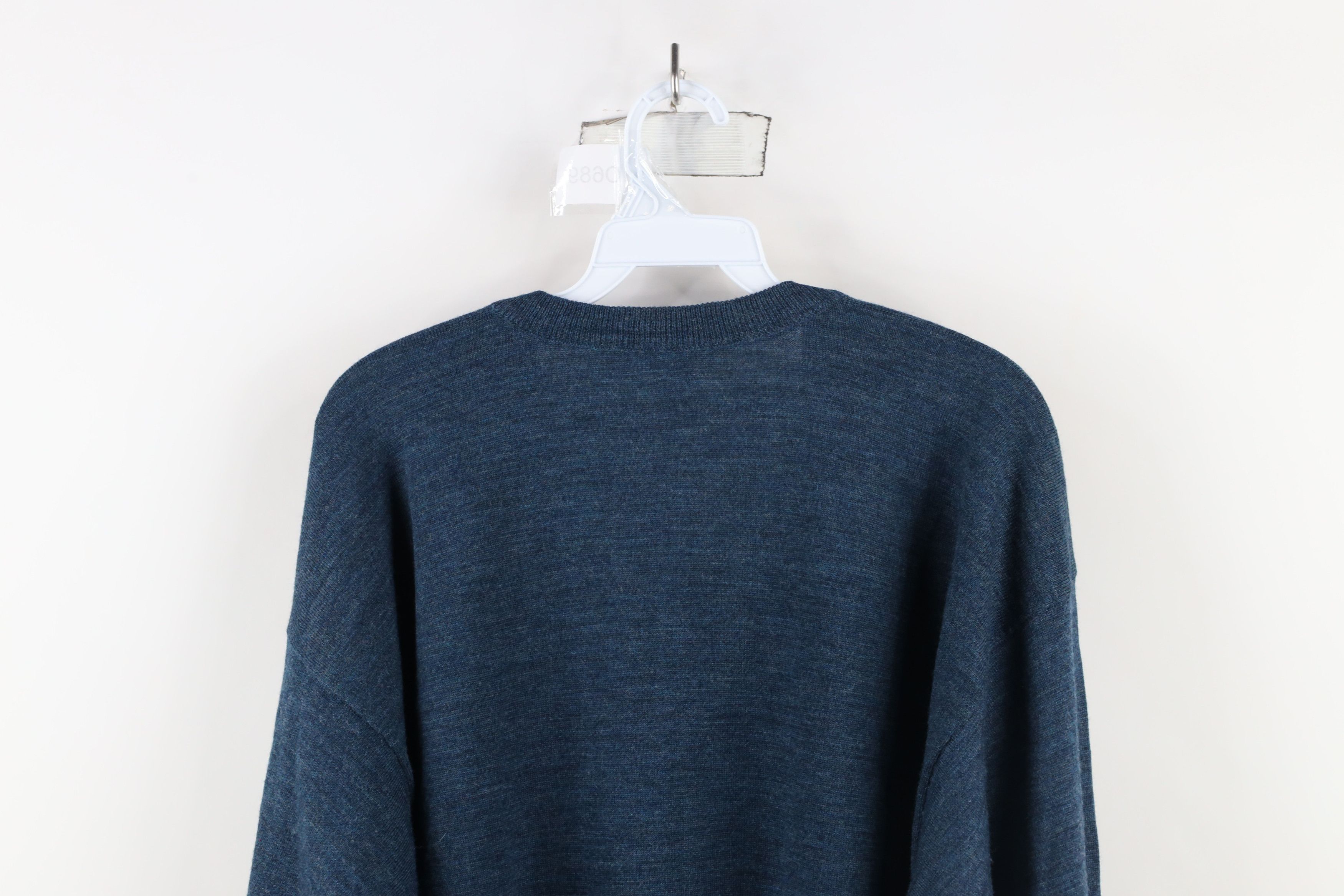 Vintage Vintage 90s Streetwear Wool Knit V-Neck Sweater Heather Blue Size US XL / EU 56 / 4 - 7 Thumbnail