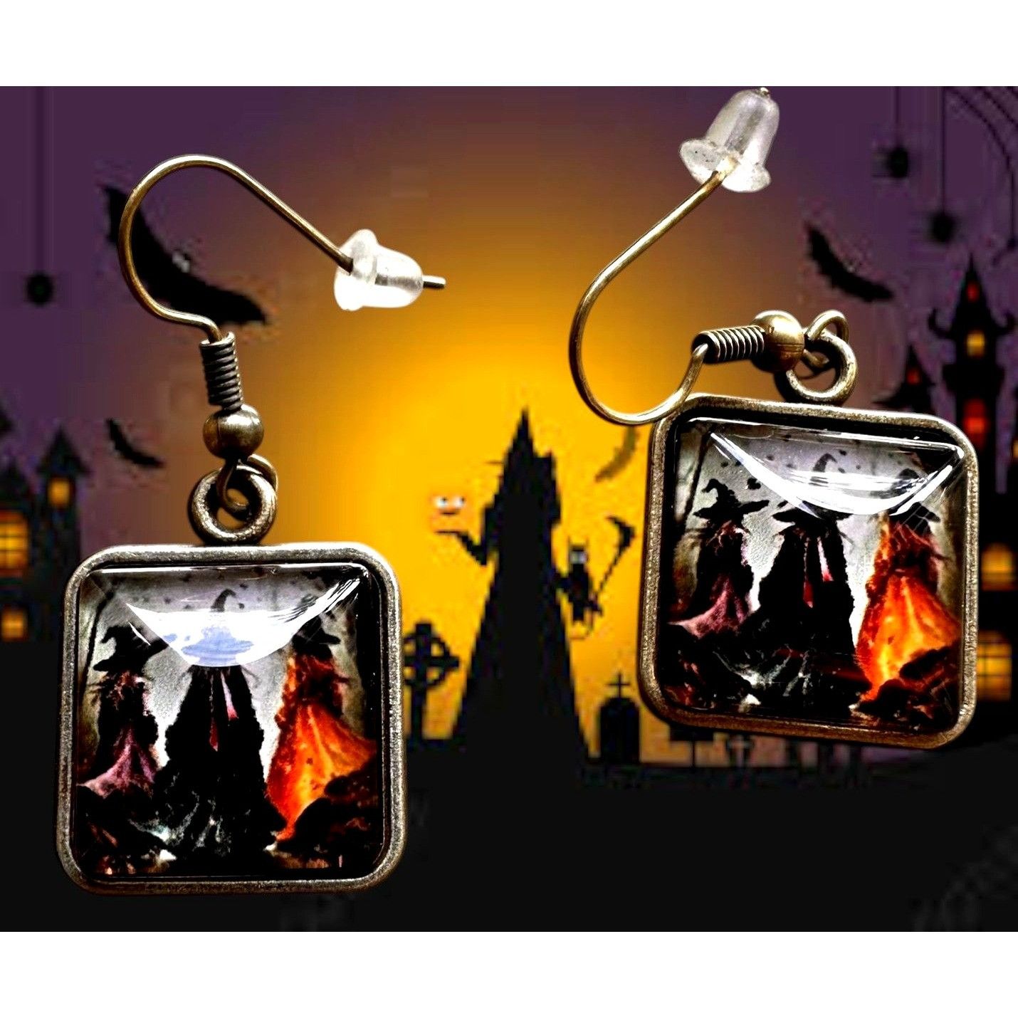 Handmade Macbeth Three Witches Earrings Halloween Supernatural Power Size ONE SIZE - 5 Thumbnail