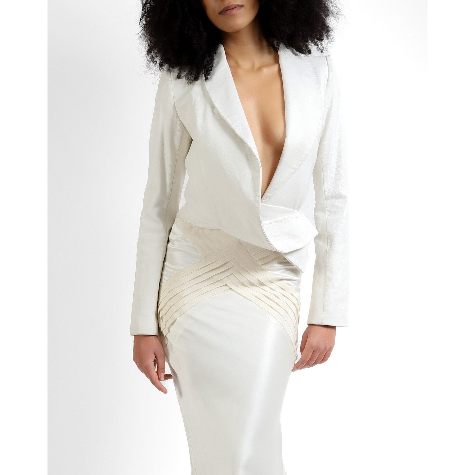 Haider Ackermann FW12 Asymmetrical Jacket with Lapel Collar in White Leather Size XS / US 0-2 / IT 36-38 - 7 Thumbnail
