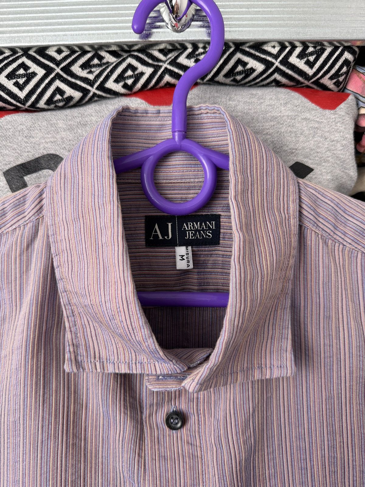 Armani Armani Jeans Striped Shirt Button Up Rayon Size US M / EU 48-50 / 2 - 9 Thumbnail