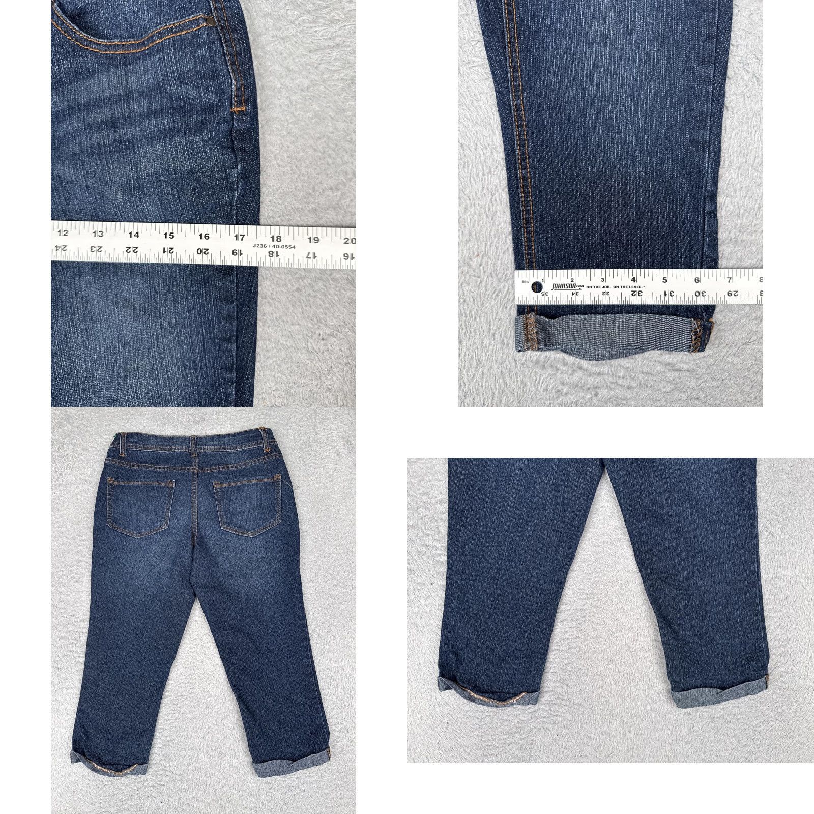 Faded Glory Faded Glory Womens Capri Jeans Blue Medium Wash Low Rise Cuffed Stretch 28x20 6 Regular 5-Pocket Denim Slim Fit Sh Size 28" / US 6 / IT 42 - 9 Thumbnail