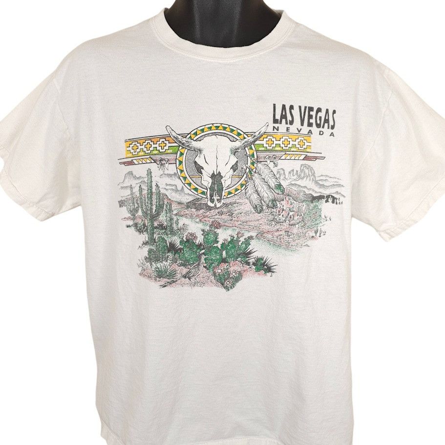 Jerzees Las Vegas Nevada T Shirt Mens Size Large White Southwestern Size US L / EU 52-54 / 3 - 1 Thumbnail