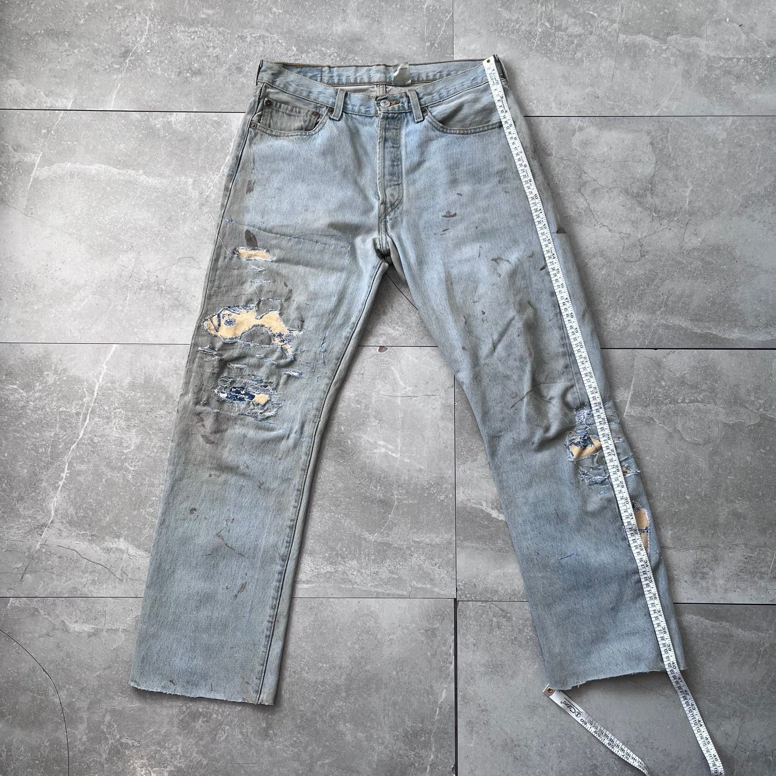 Levi's Vintage Levi’s 501 Custom Patchwork Jeans – Coffee-washed Size US 32 / EU 48 - 8 Thumbnail