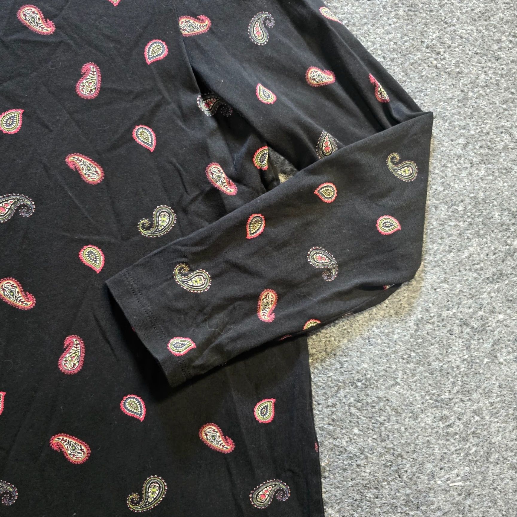 J. Jill J Jill Top Womens Medium Black Red Paisley Stretch 3/4 Sleeve Knit Casual Shirt Blouse Mens Womens? Size M / US 6-8 / IT 42-44 - 3 Thumbnail