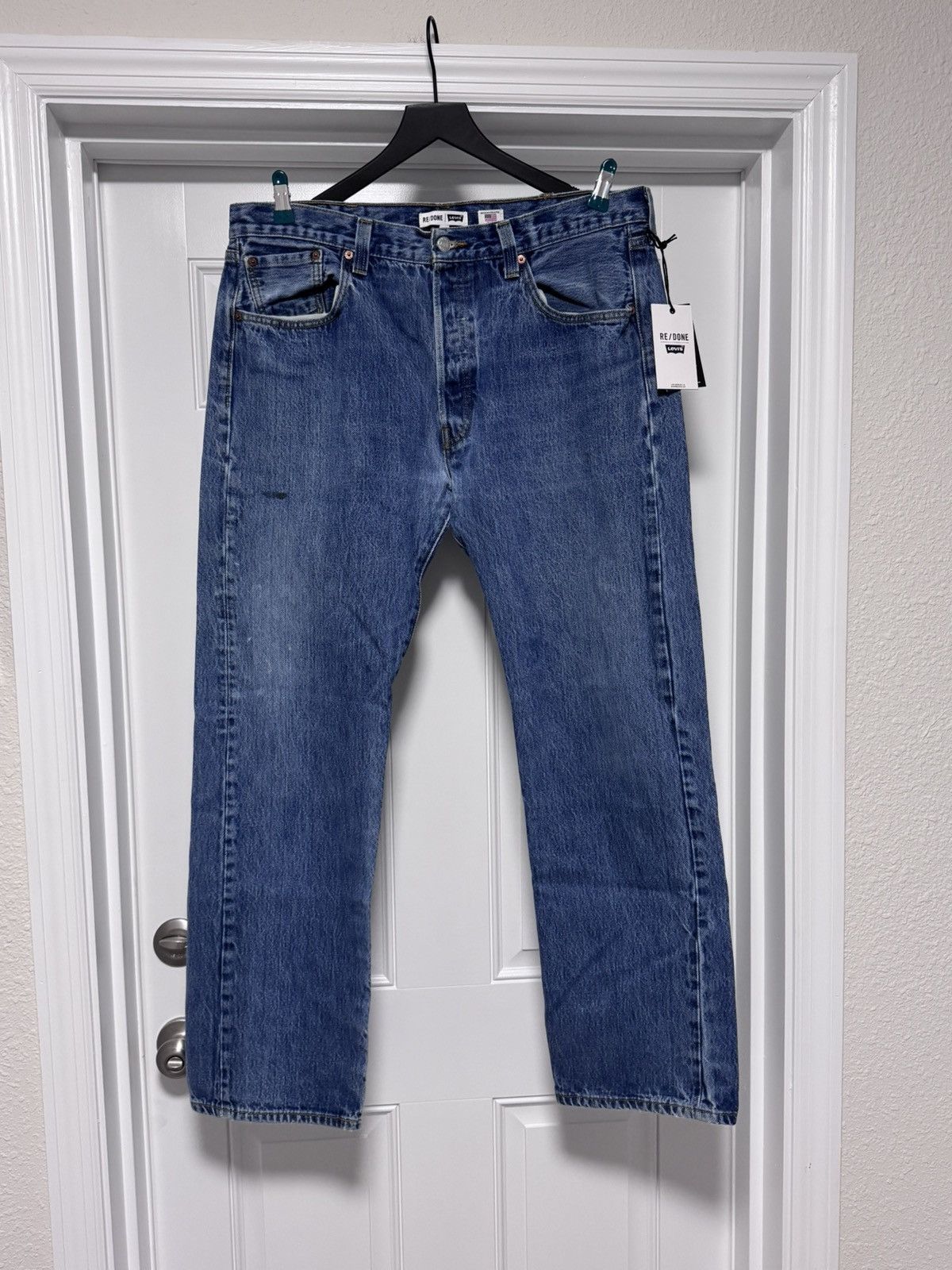 RE/DONE NWT RE/DONE Men’s 1401 Straight Leg Jeans – Worn In Blue Size US 36 / EU 52 - 2 Thumbnail