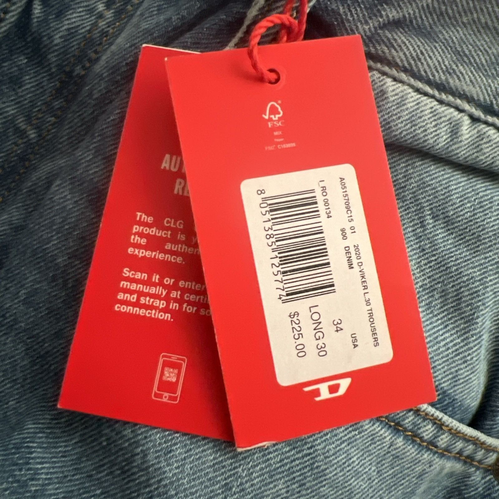 Diesel Diesel Mens Viker Straight Jeans 09C15 Blue $225 Size 34/30 Size US 34 / EU 50 - 7 Thumbnail