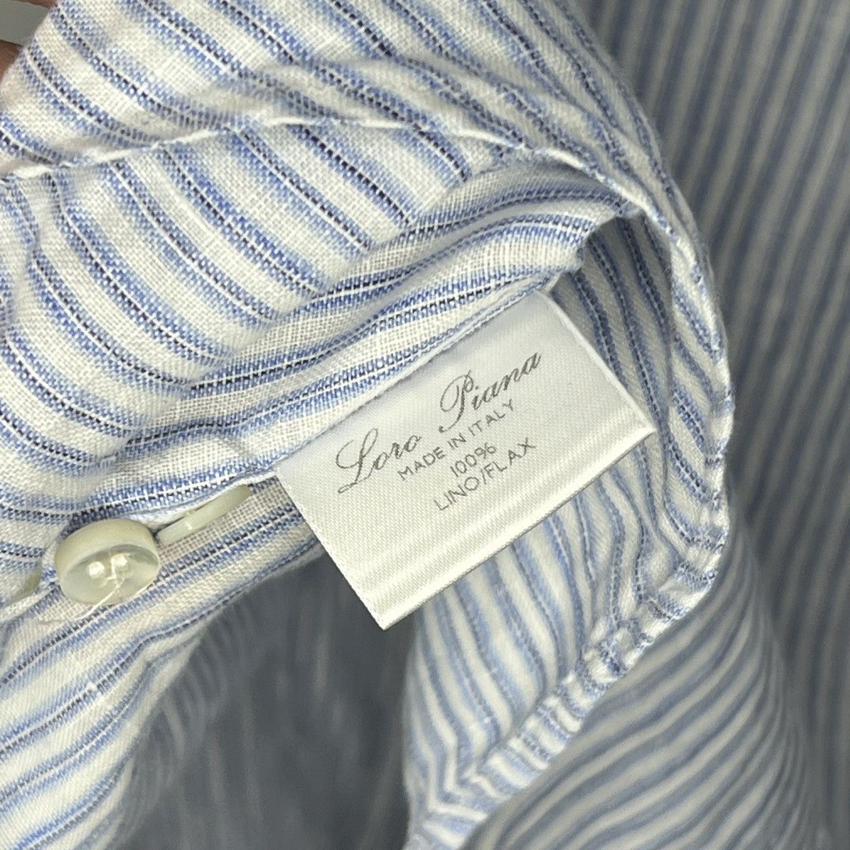 Loro Piana Loro Piana Light Blue White Old money Linen Shirt Button Up Size US XL / EU 56 / 4 - 13 Thumbnail