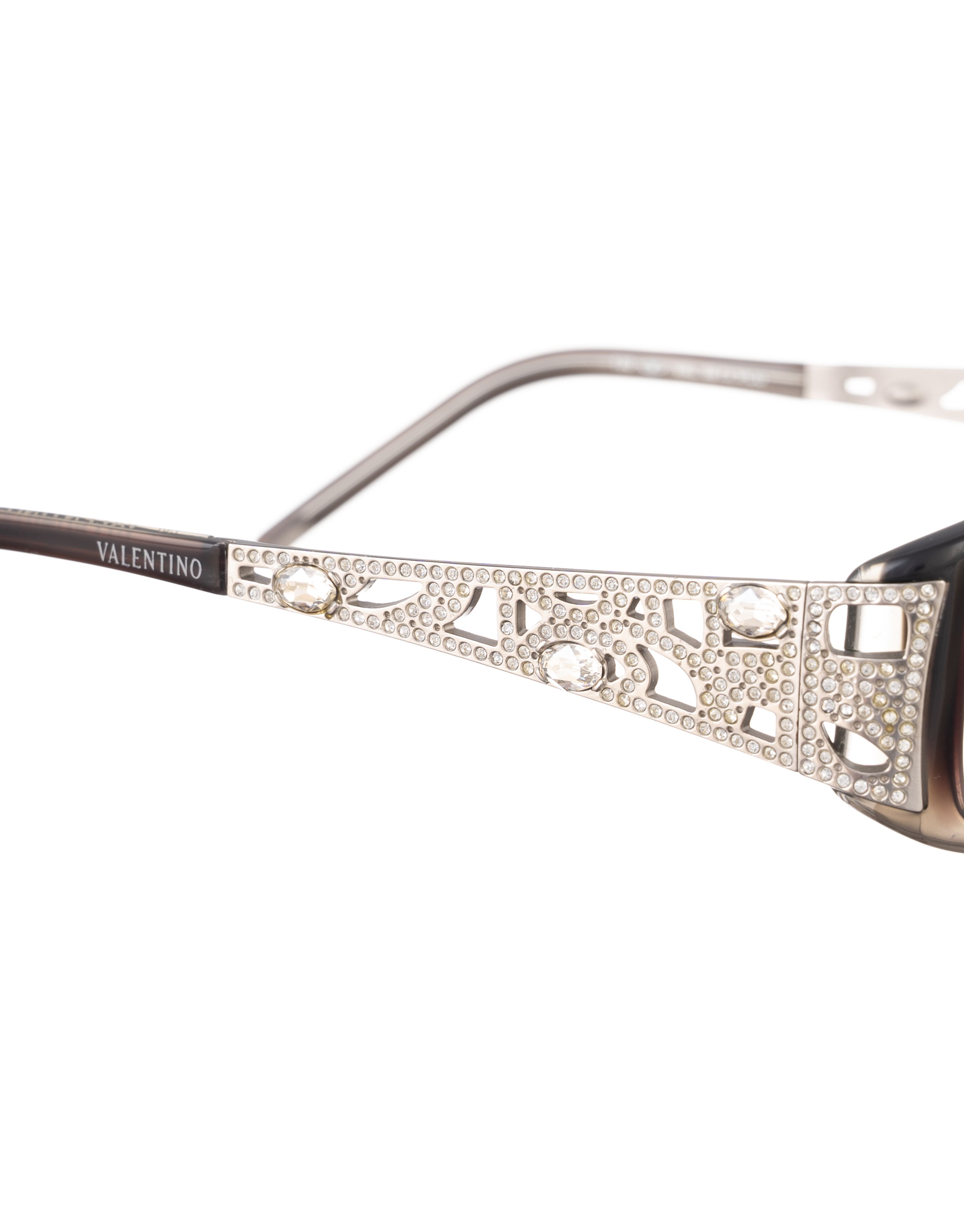 Valentino Valentino 00s Black Gradient Glasses & Rhinestones Temples Size ONE SIZE - 1 Thumbnail