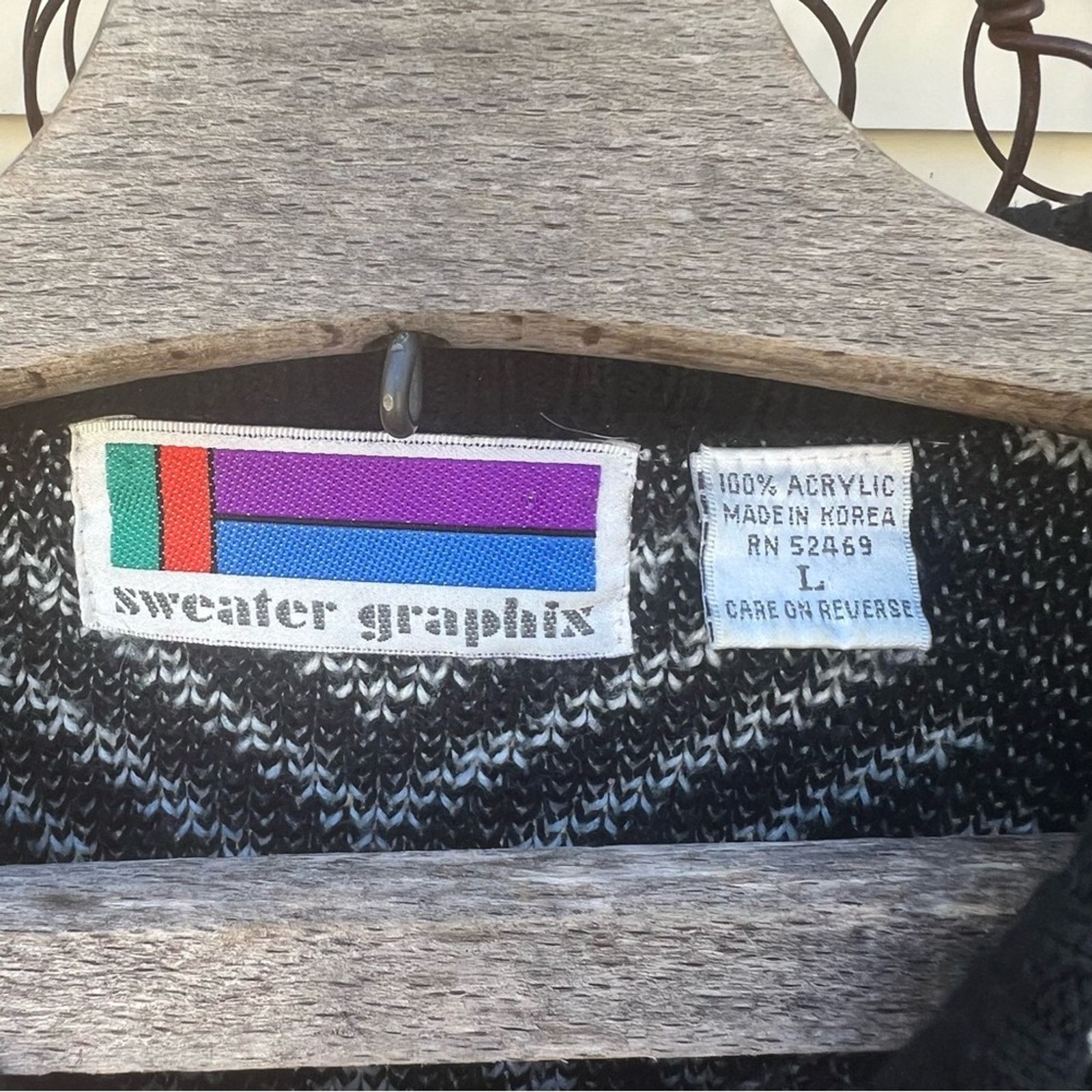 Vintage 80s Sweater Graphix Black White Geometric Diamond Dot Lines Size L / US 10 / IT 46 - 4 Thumbnail