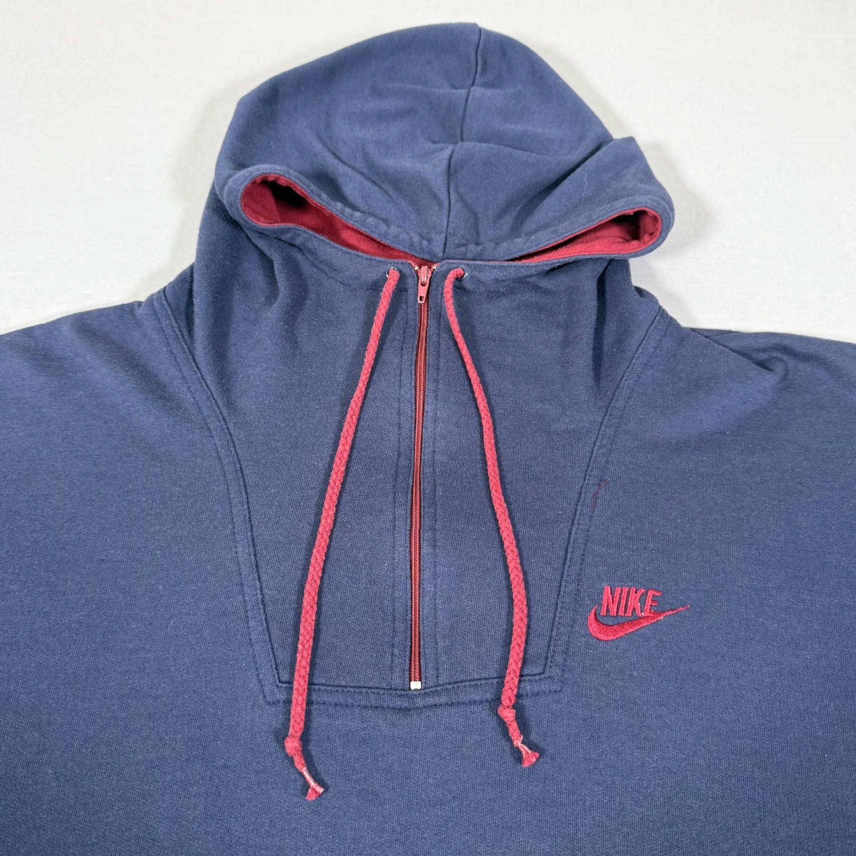 Nike Vintage Nike Hoodie Mens Large Blue 1/4 Zip Fleece Sweater Pullover 80s Gym USA Size US L / EU 52-54 / 3 - 2 Thumbnail