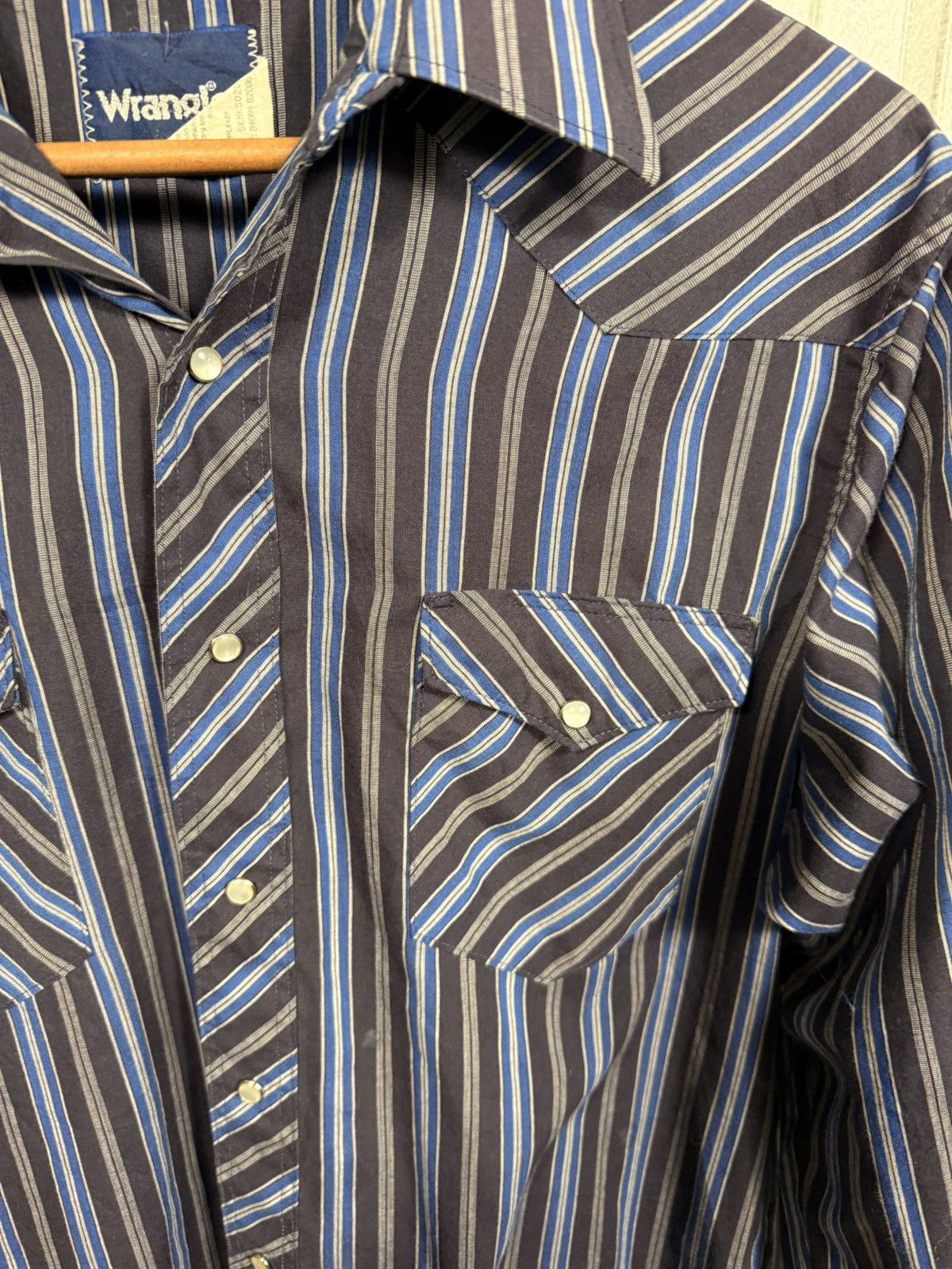 Wrangler Vintage Wrangler USA Made Pinstripe Pearl Snap Button Up Size US L / EU 52-54 / 3 - 3 Thumbnail