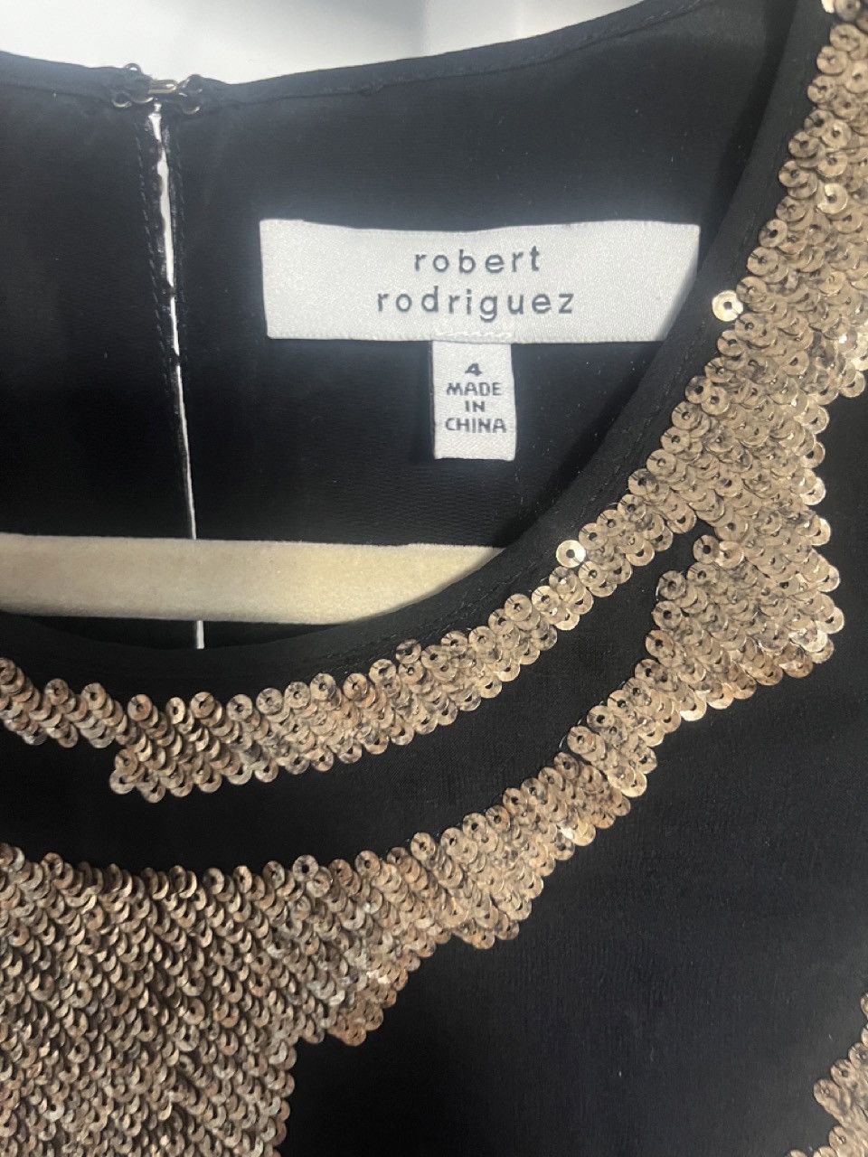 Robert Rodriguez Robert Rodriguez Black Silk/Gold Sequin Cocktail Dress Size S / US 4 / IT 40 - 2 Thumbnail