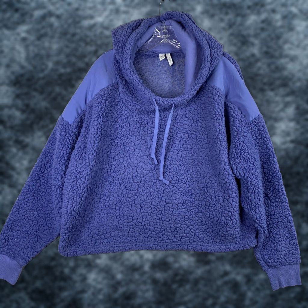 Vintage Zella Hoodie Womens XL Blue Fleece Pullover Top Lightweight Sherpa Zipless Hooded Pullover Casual Activewear (Adult) Womens Size XL / US 12-14 / IT 48-50 - 1 Thumbnail