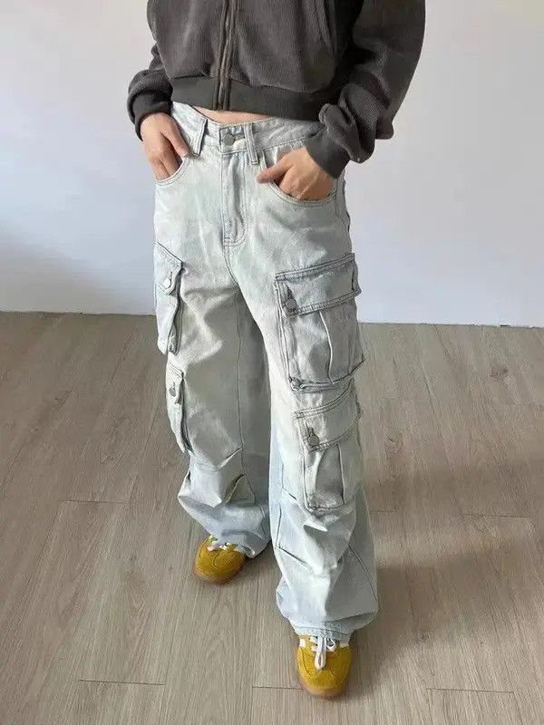 Designer × Japanese Brand × Jean Retro multi-pocket workwear hottie wide-leg jeans Size 27" / US 4 / IT 40 - 2 Thumbnail