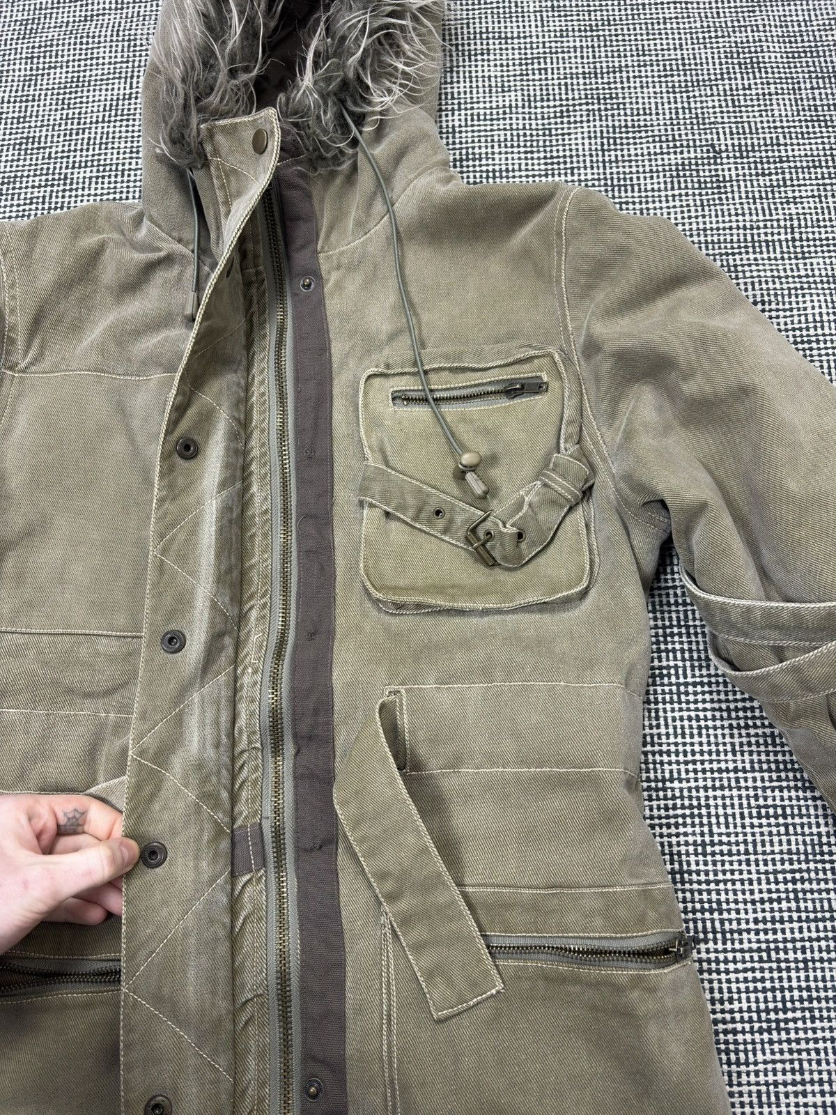 Japanese Brand Bondage cargo parka coat jacket faux fur harajuku japan Size L / US 10 / IT 46 - 8 Thumbnail