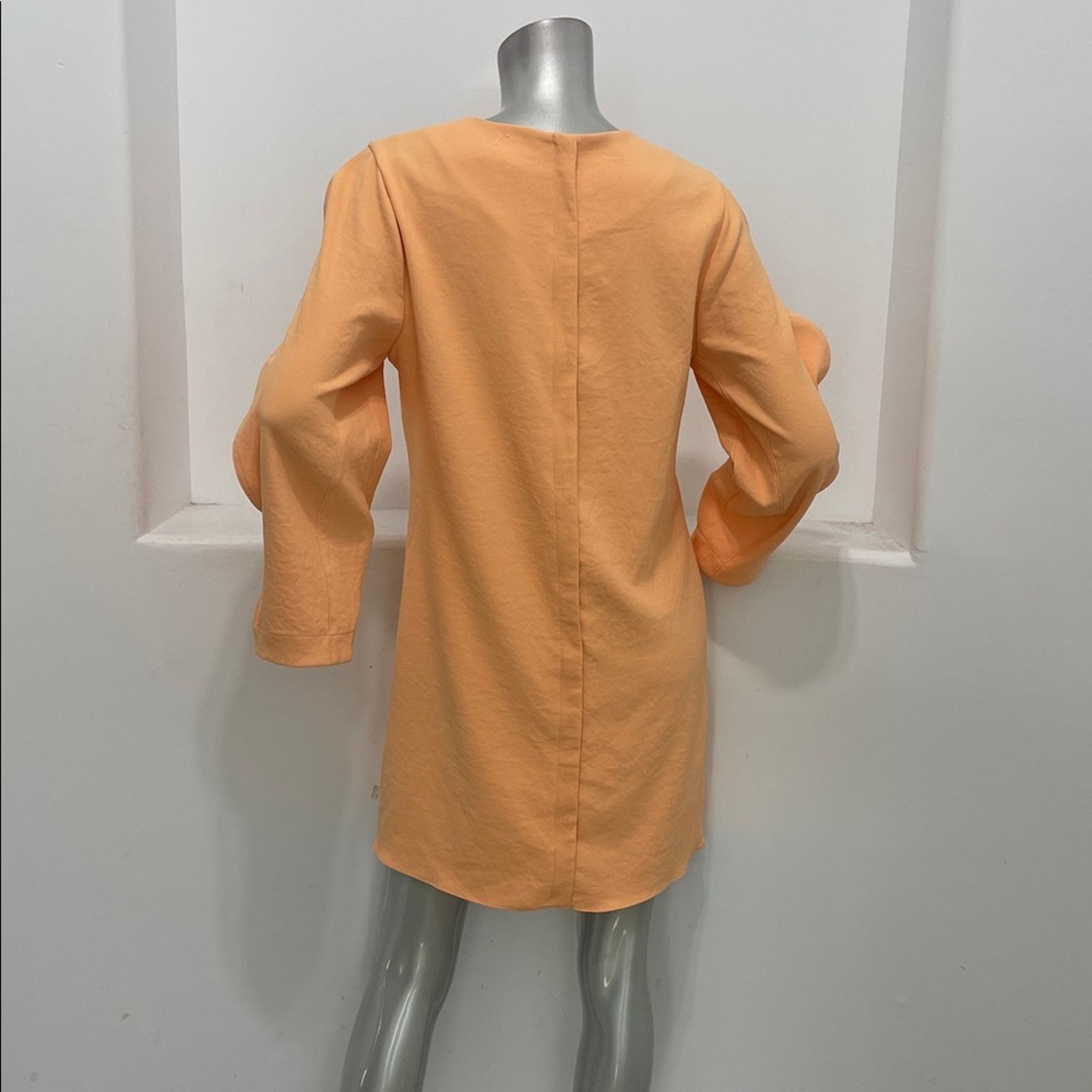 Tibi Tibi Chalky Drqpe Origami-Sleeve Orange Mini Shift Dress 6 Size M / US 6-8 / IT 42-44 - 3 Thumbnail