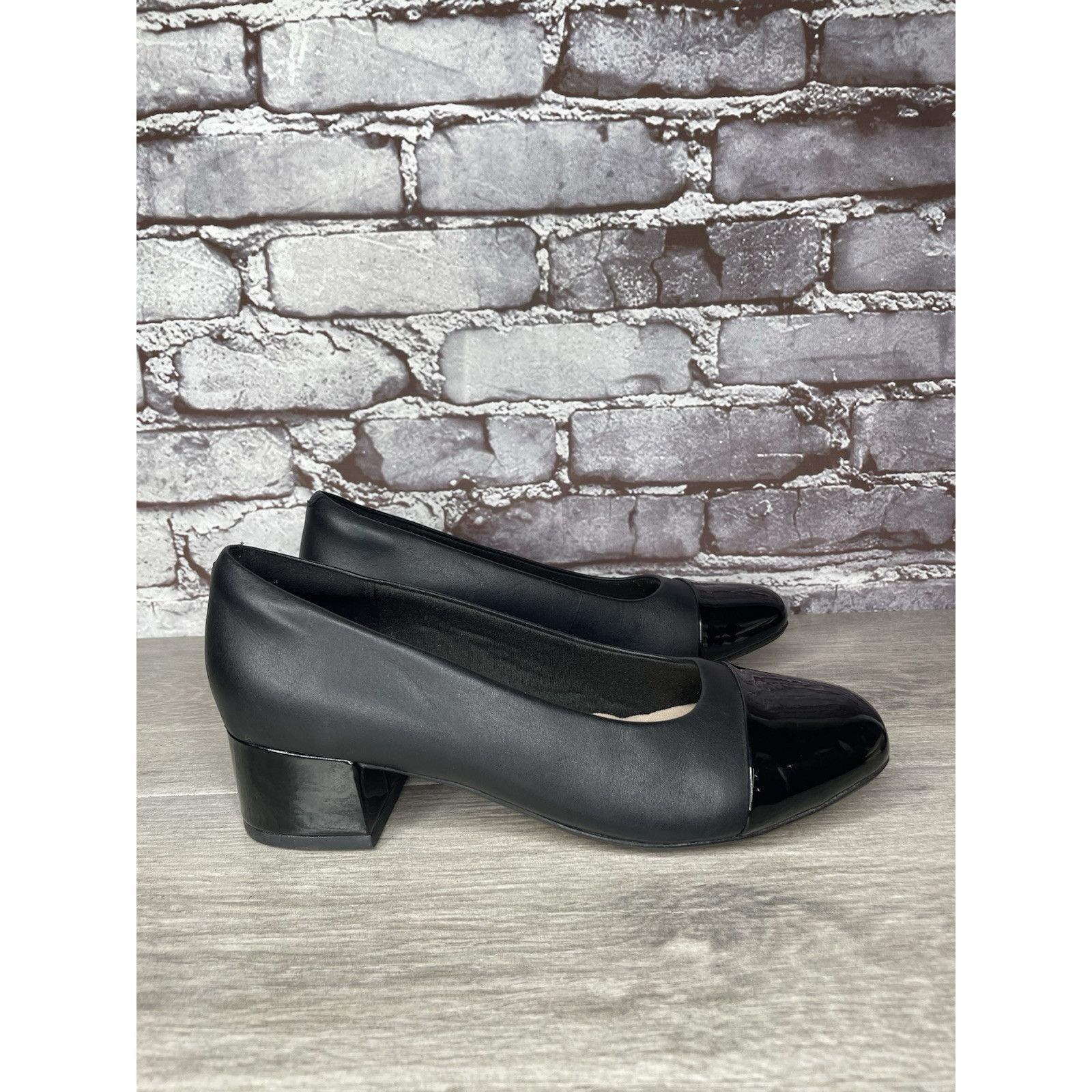 Clarks Clarks Marilyn Black Leather Patent Cap Toe Pump Heels Shoes Size US 8 / IT 38 - 15 Thumbnail