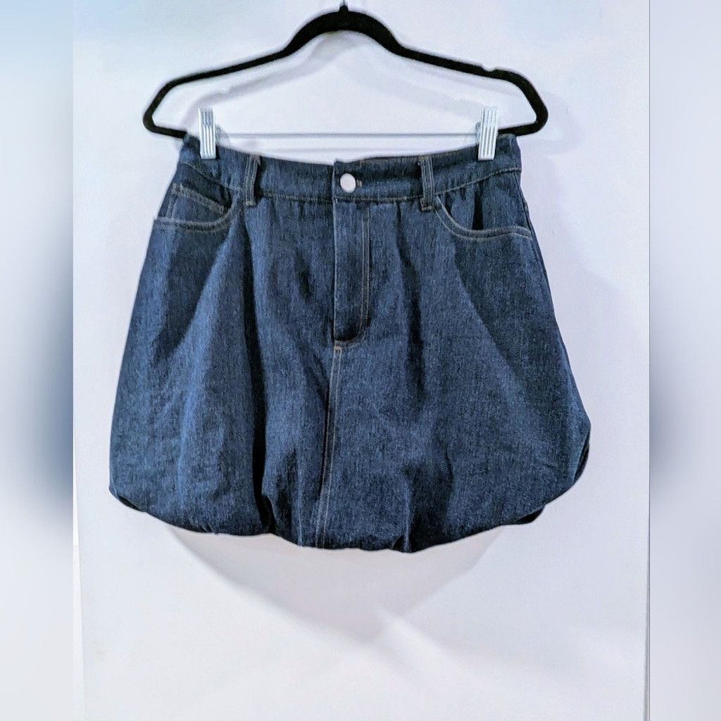 Pieces Uniques Pieces Indigo Denim Bubble Hem Mini Skirt Size 28" / US 6 / IT 42 - 8 Thumbnail