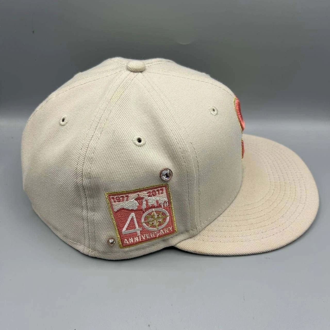 New Era Seattle Mariners Hat Men 7 1/2 Beige Pink MLB Fitted Cap Size ONE SIZE - 6 Thumbnail