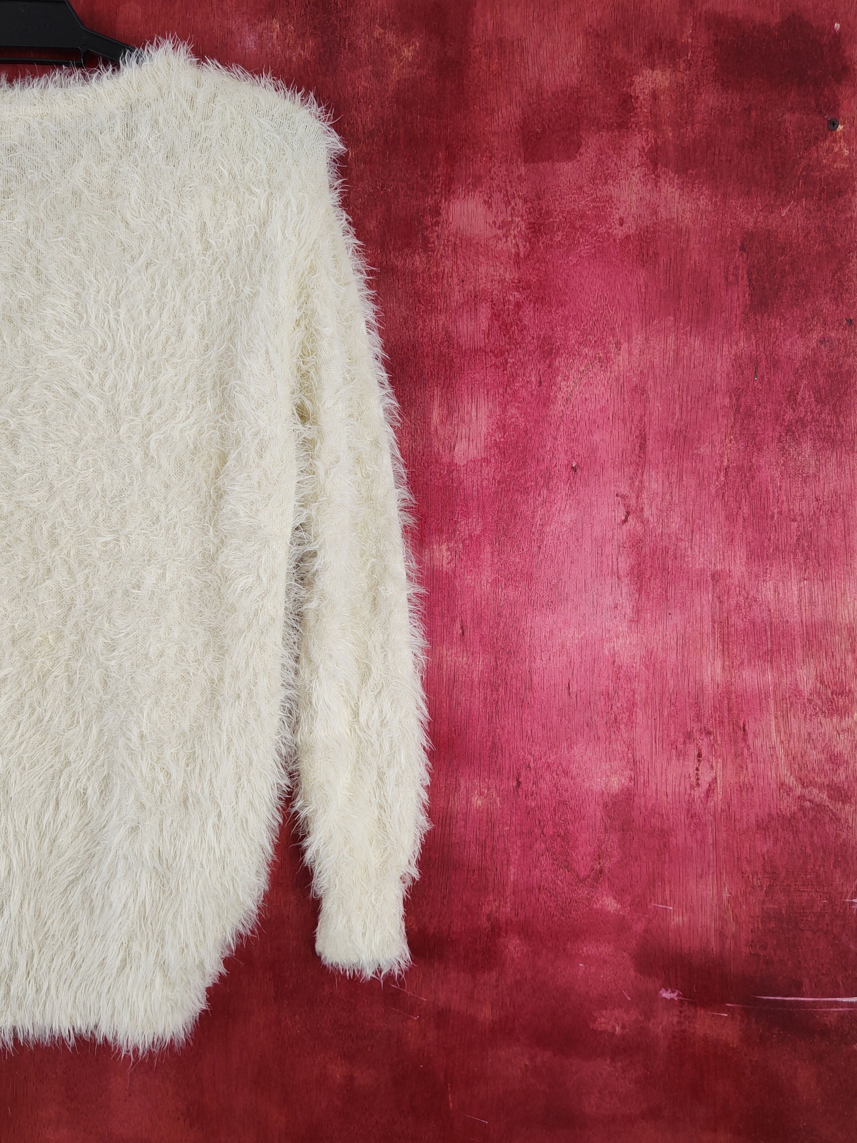 Homespun Knitwear Michel Klein Cream Shag Shaggy Fur Mohair Knitwear #S2007 Size S / US 4 / IT 40 - 9 Thumbnail