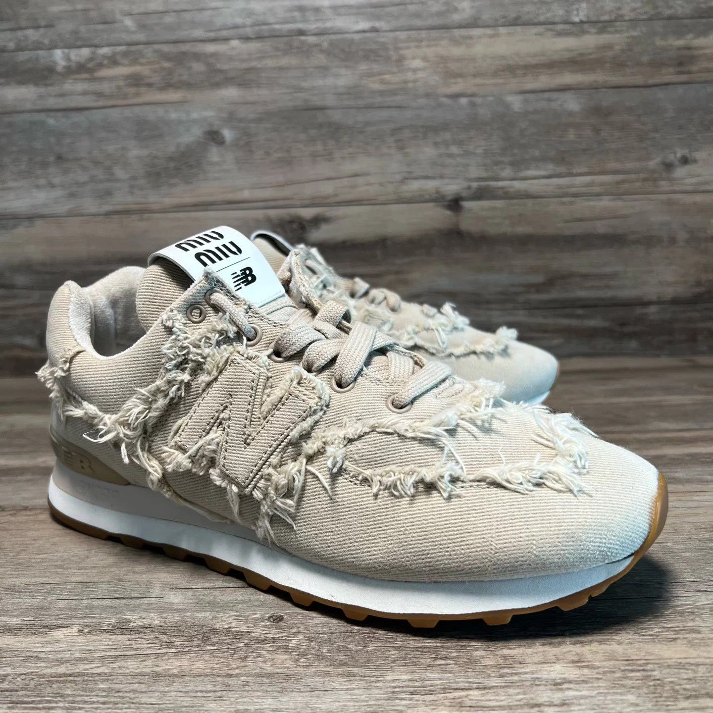 Miu Miu × New Balance Miu Miu x NB 574 Khaki Brown Tassel 41 97 Size US 8 / EU 41 - 2 Thumbnail
